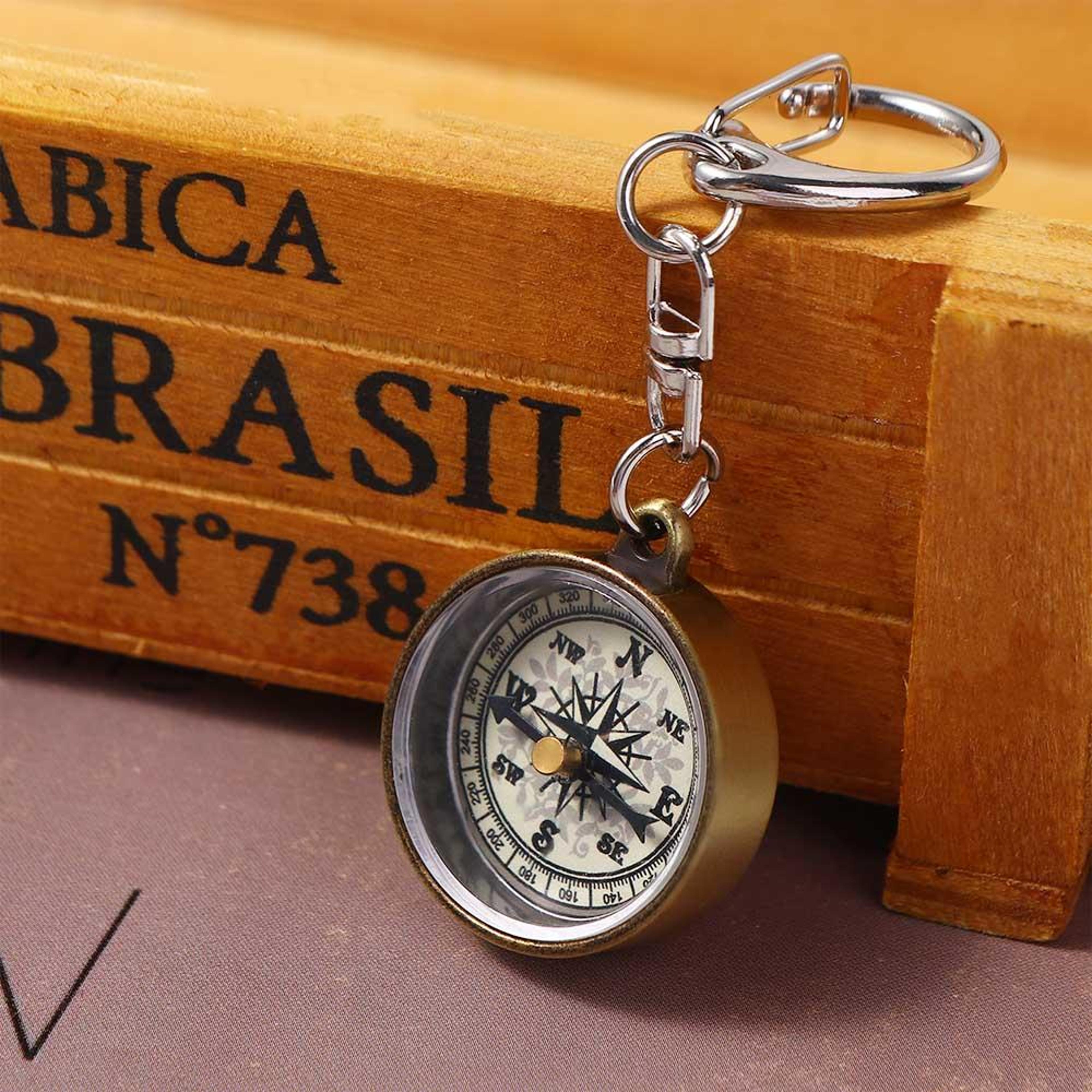 vintage mini keychain compass portable hiking survival navigation tool