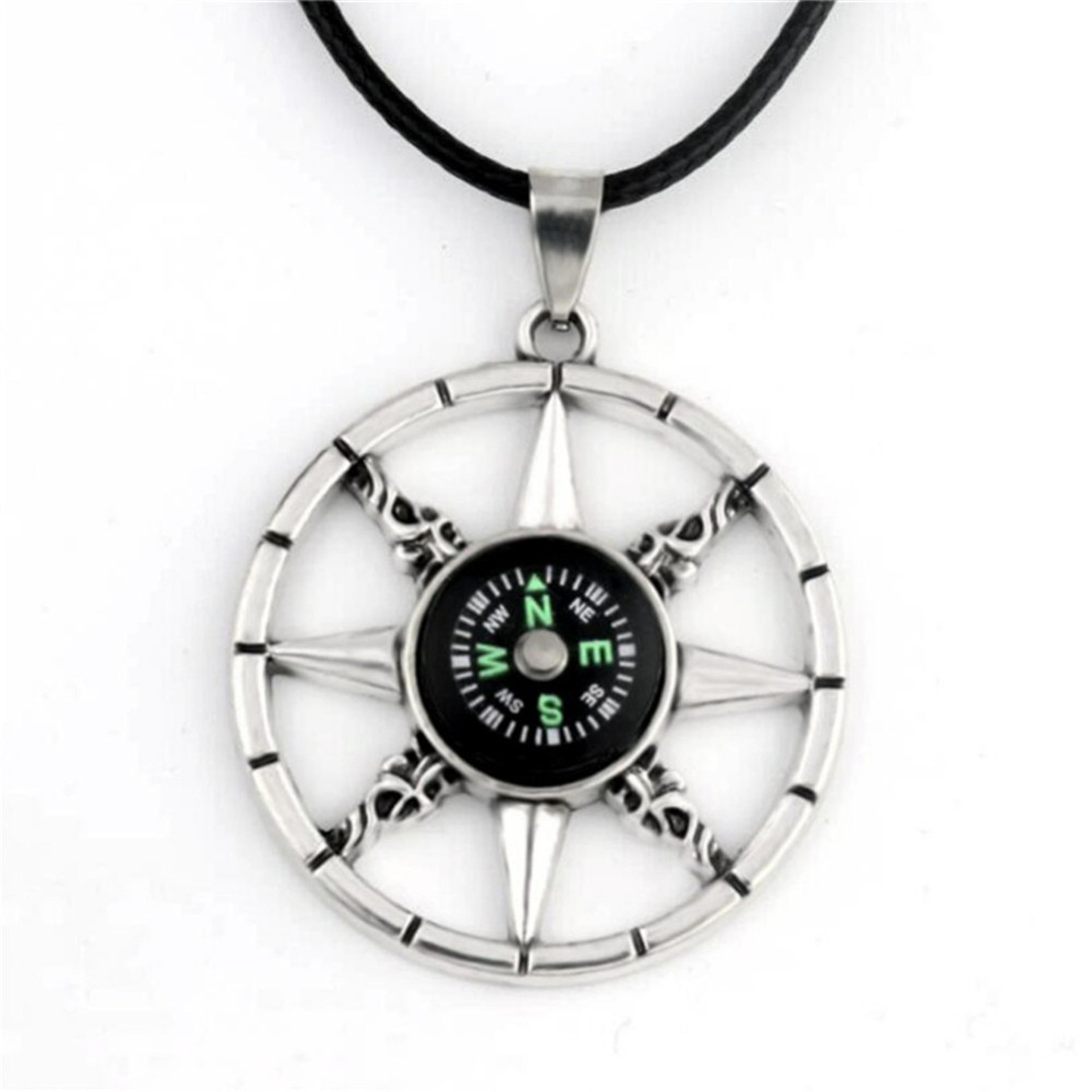 compass pendant necklace, personalized street style jewelry gift for men women