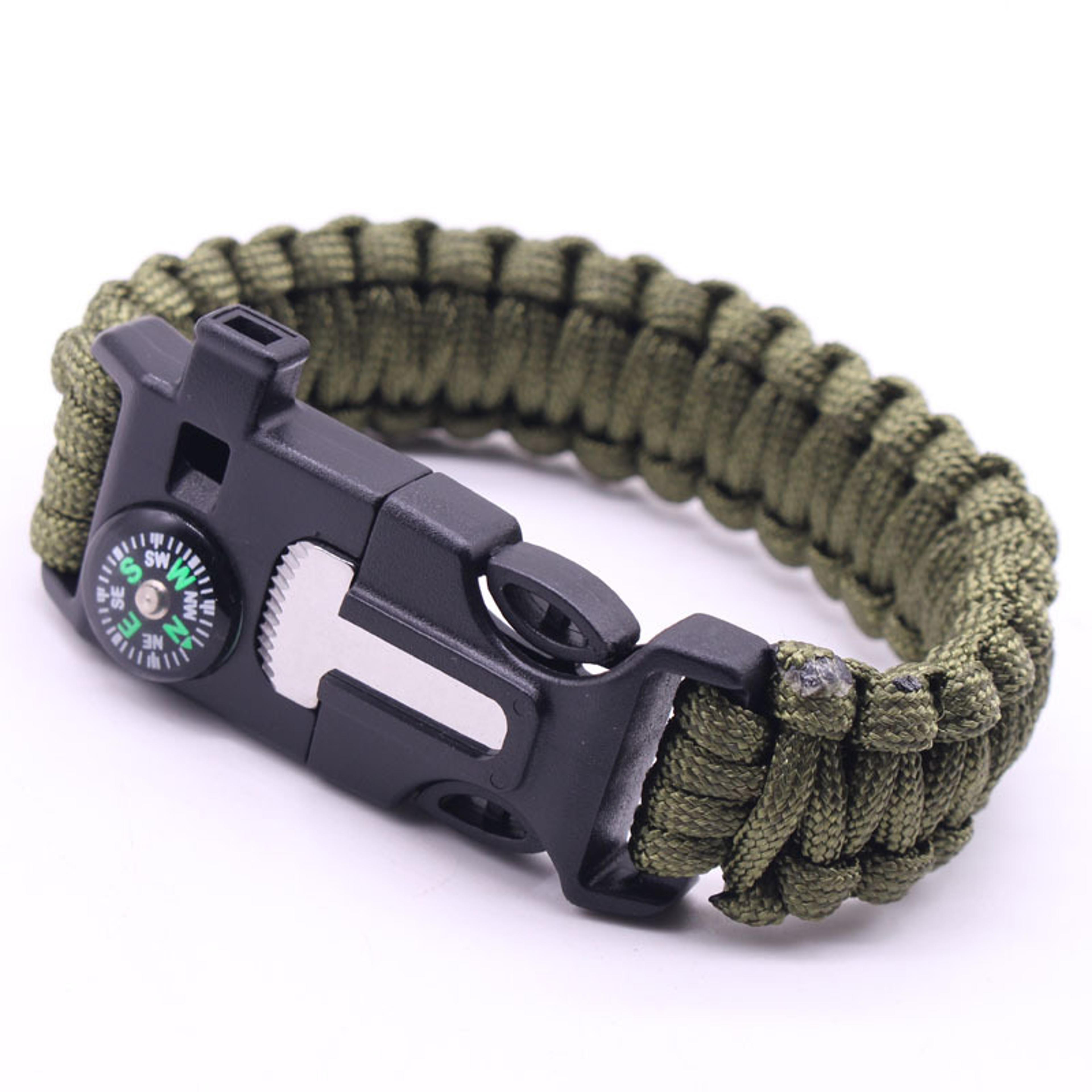 survival bracelet with compass & whistle paracord emergency kit for outdoor safety
