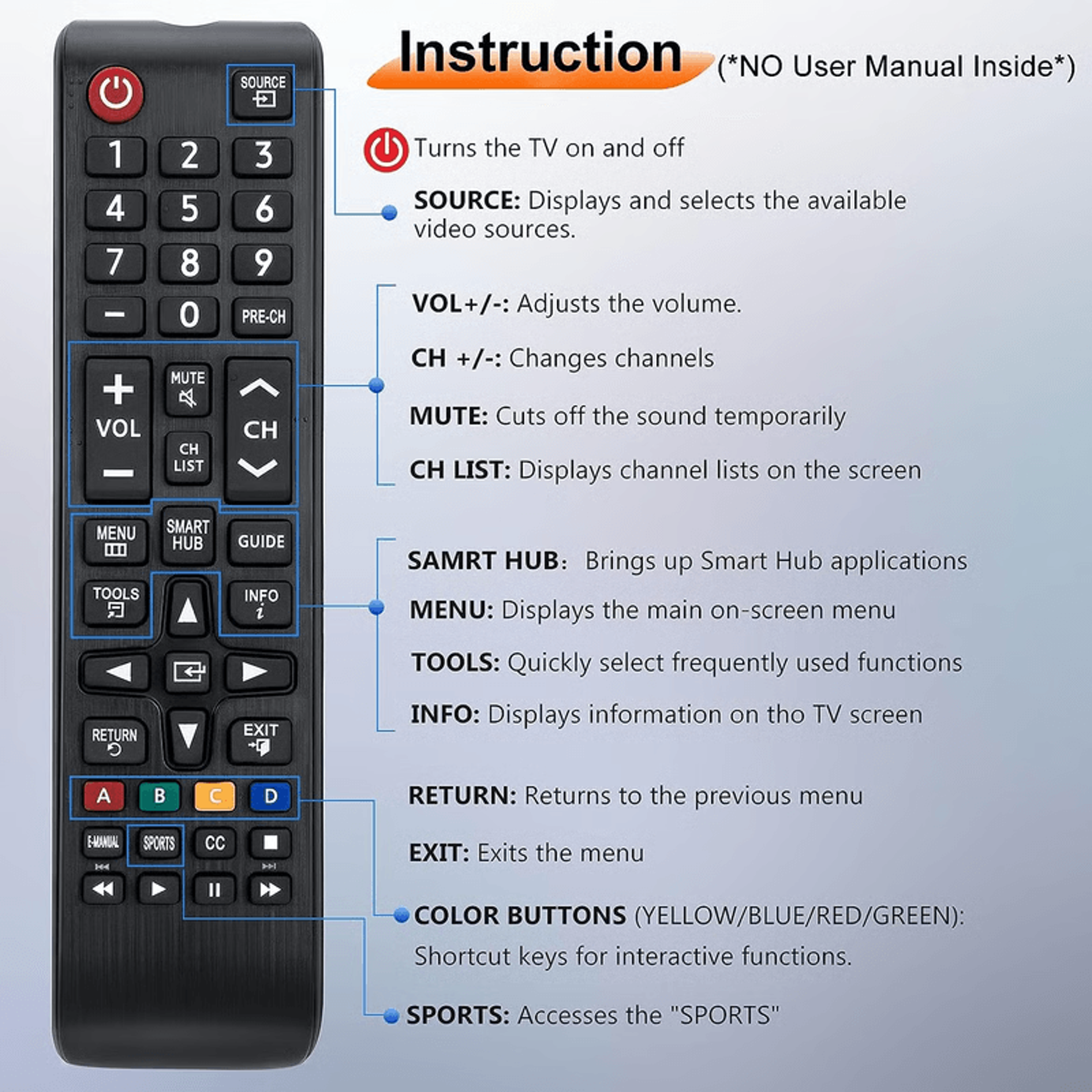 Samsung TV Remote Replacement Universal Control For All Samsung Smart TV Models 4
