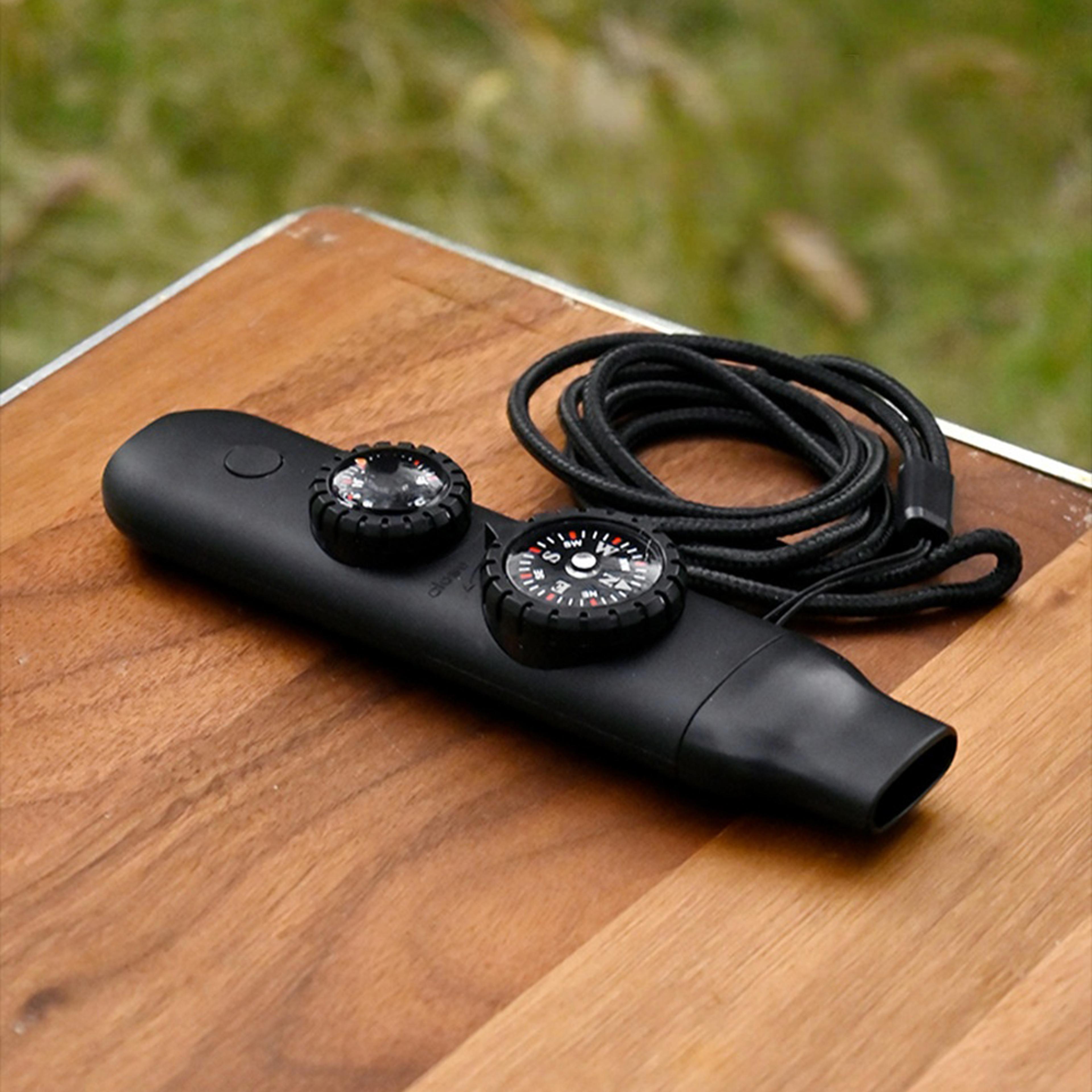 survival whistle with compass thermometer and flashlight for outdoor safety