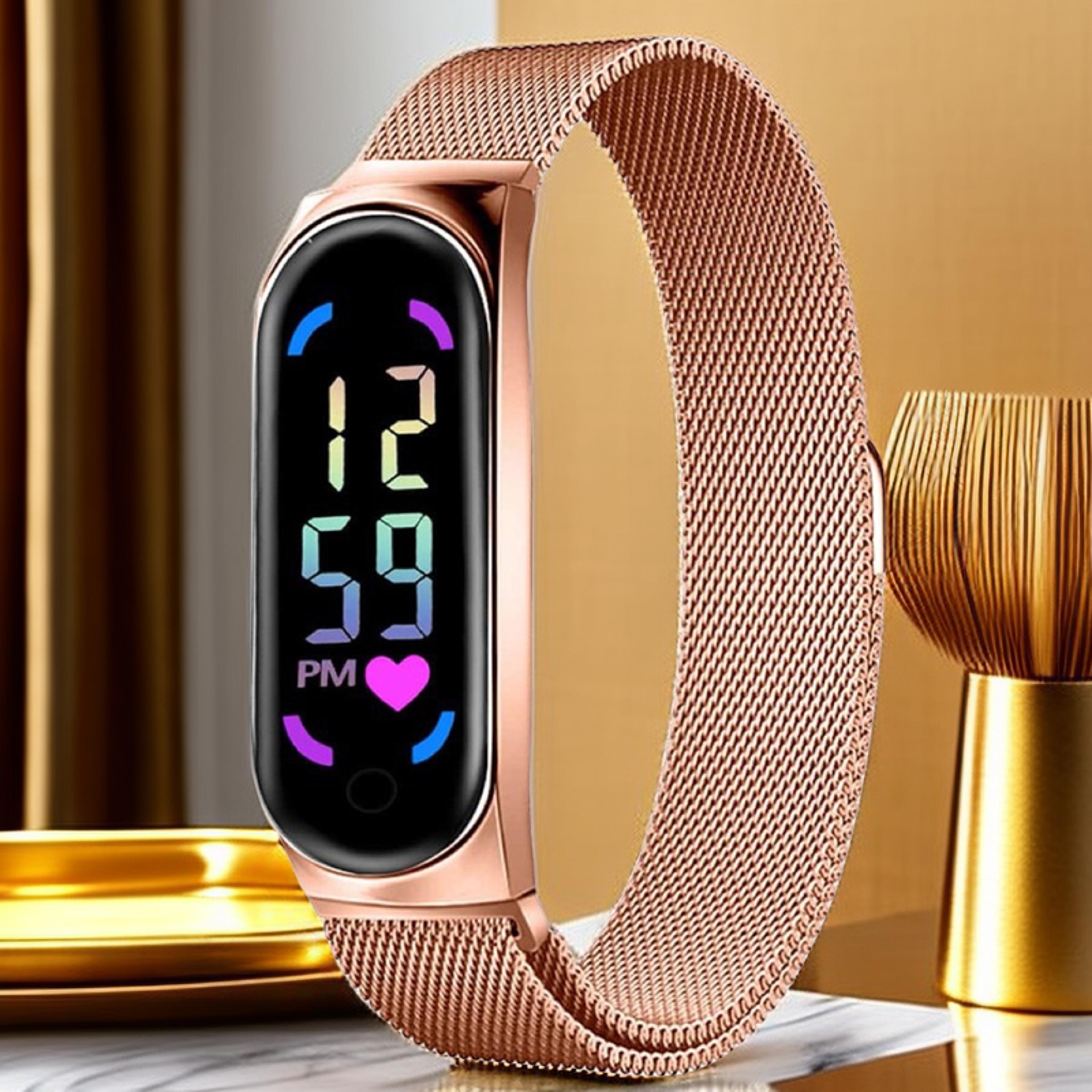 digital led touch watch for women with magnetic strap for everyday style