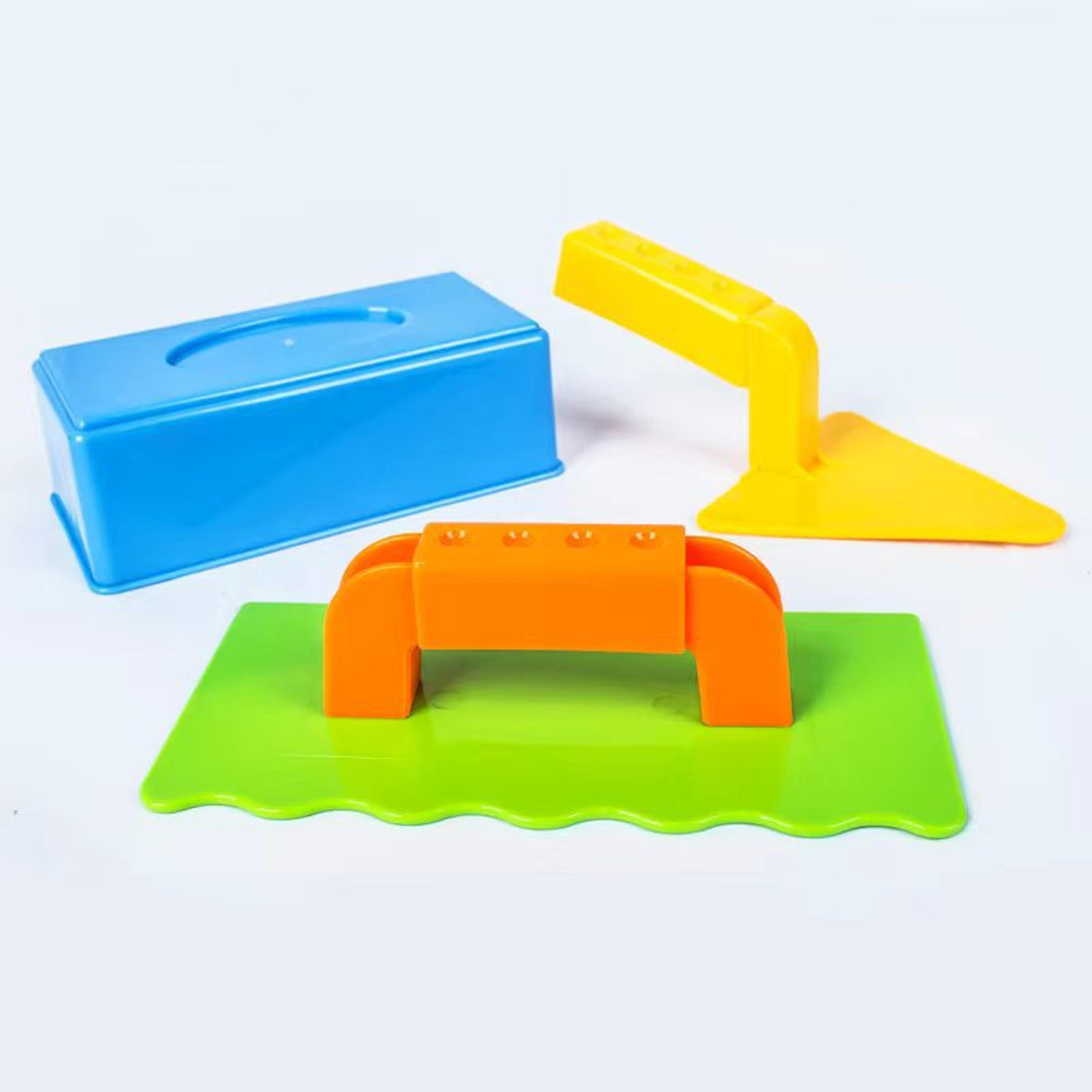 kids beach toy set with sand brick molds for castle building and outdoor play