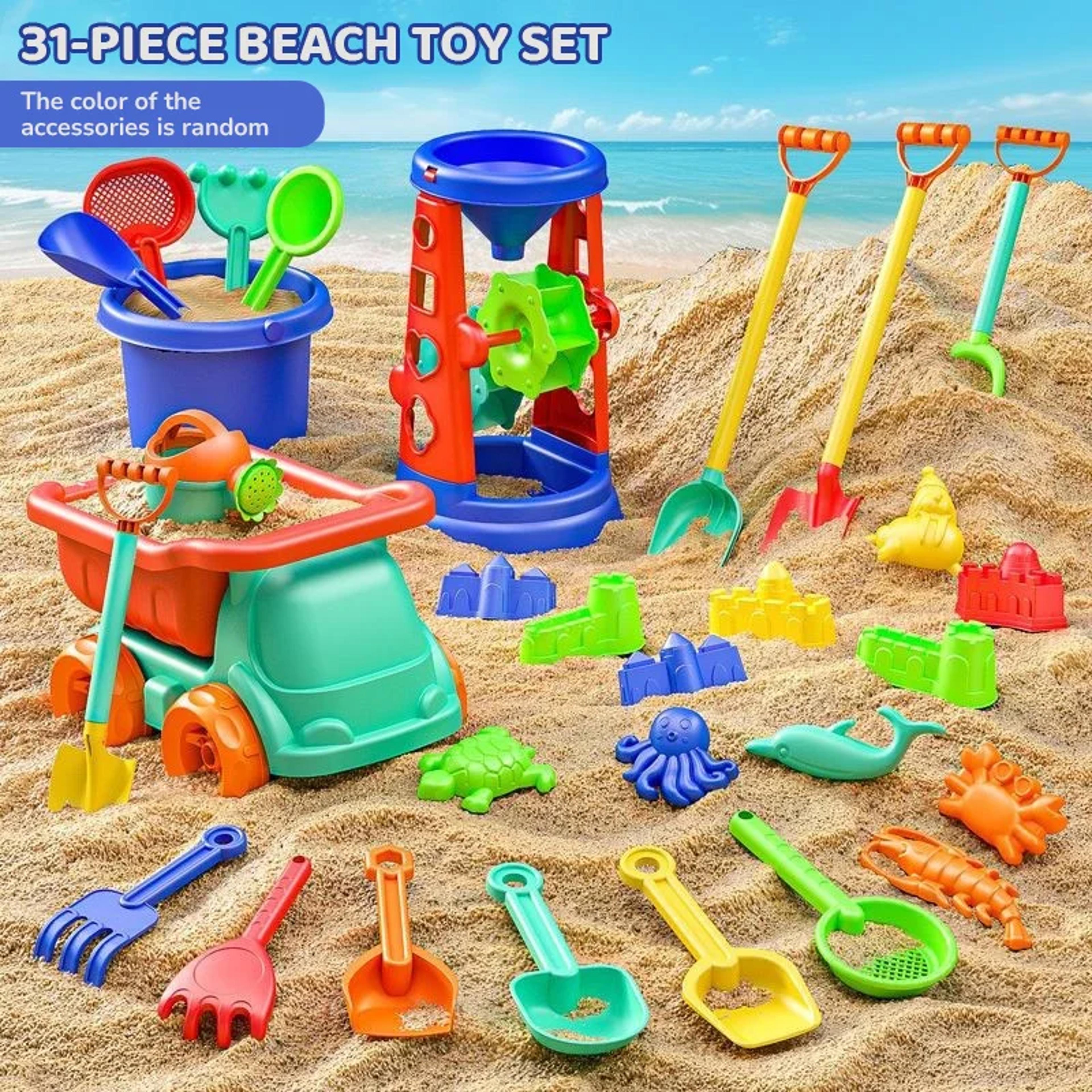 kids beach sand toy set bucket and shovel kit with dinosaur molds for creative play