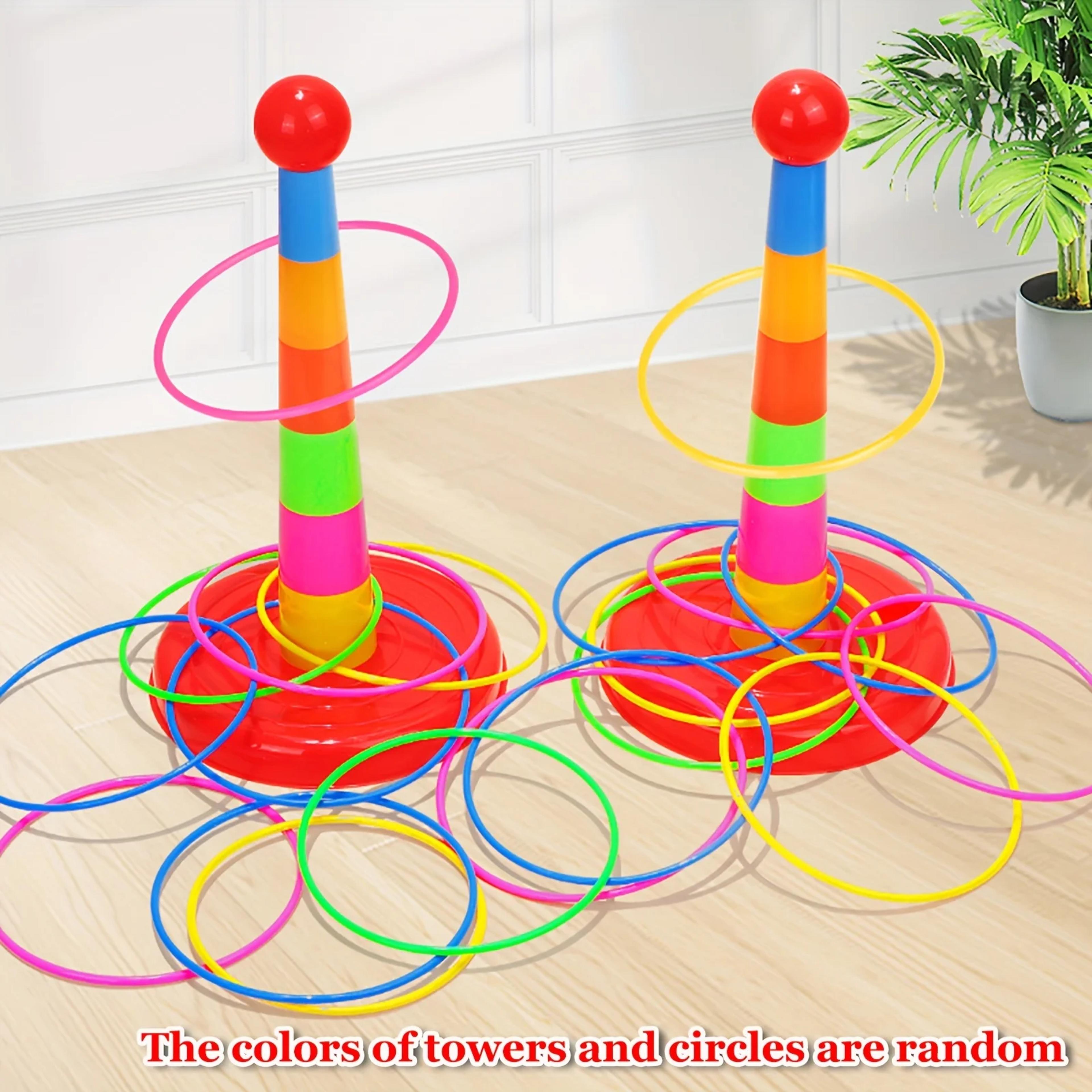 Kids Ring Toss Game Tower Set Interactive Family Game Toy For Indoor Outdoor Fun 0