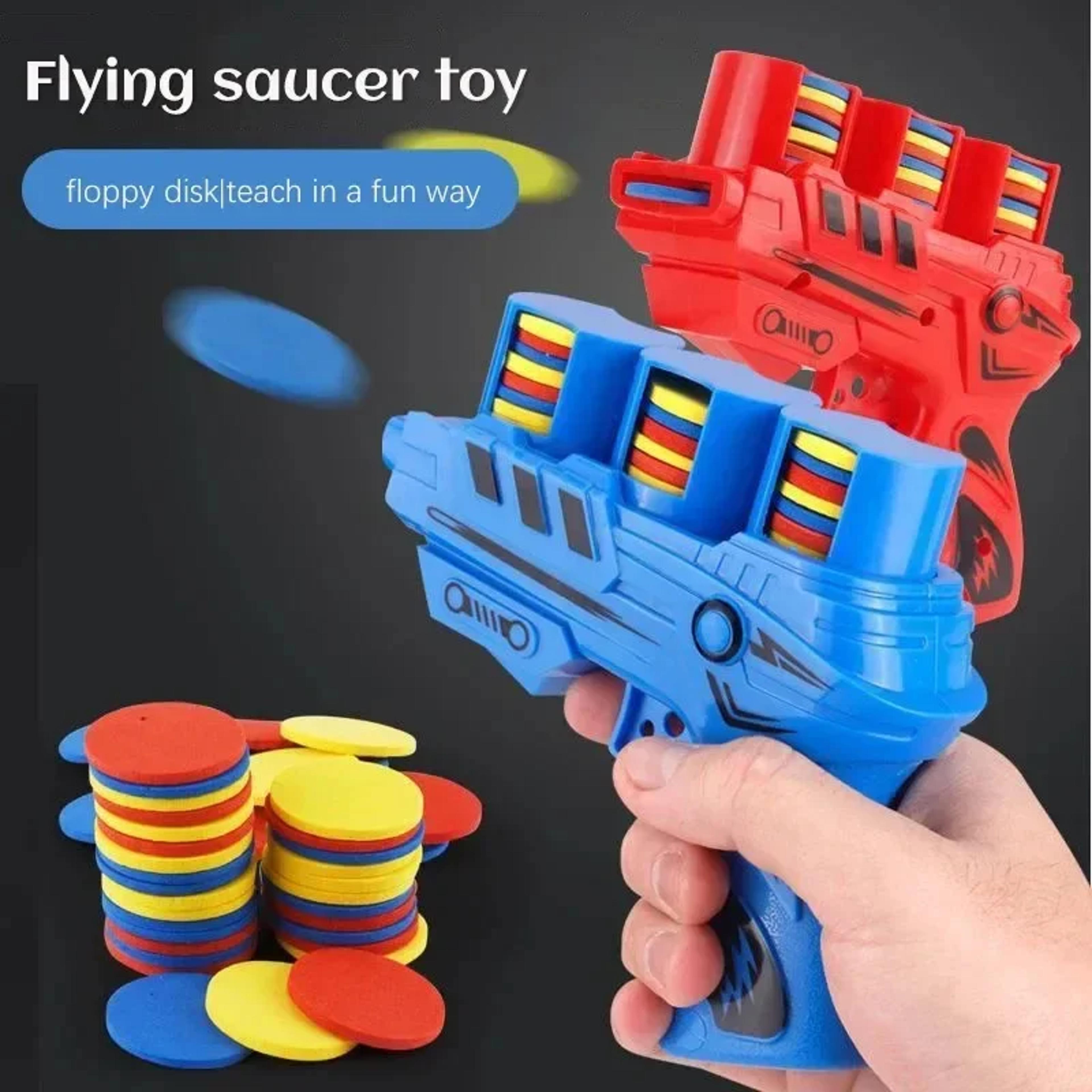 kids ufo launcher toy with foam bullets outdoor flying disc blaster for active play
