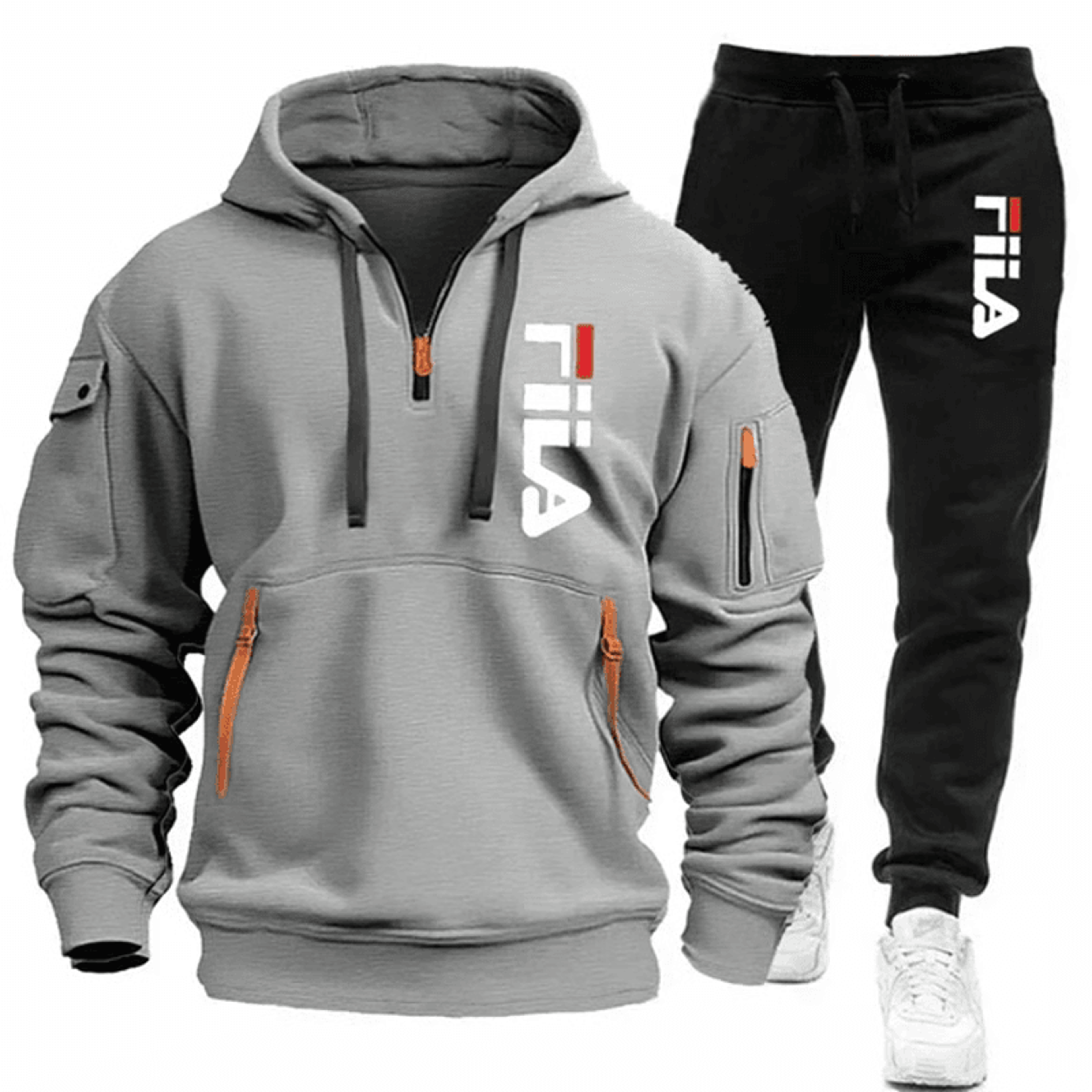 Men Running And Training Hoodie Sweatpants Outfit Set 11