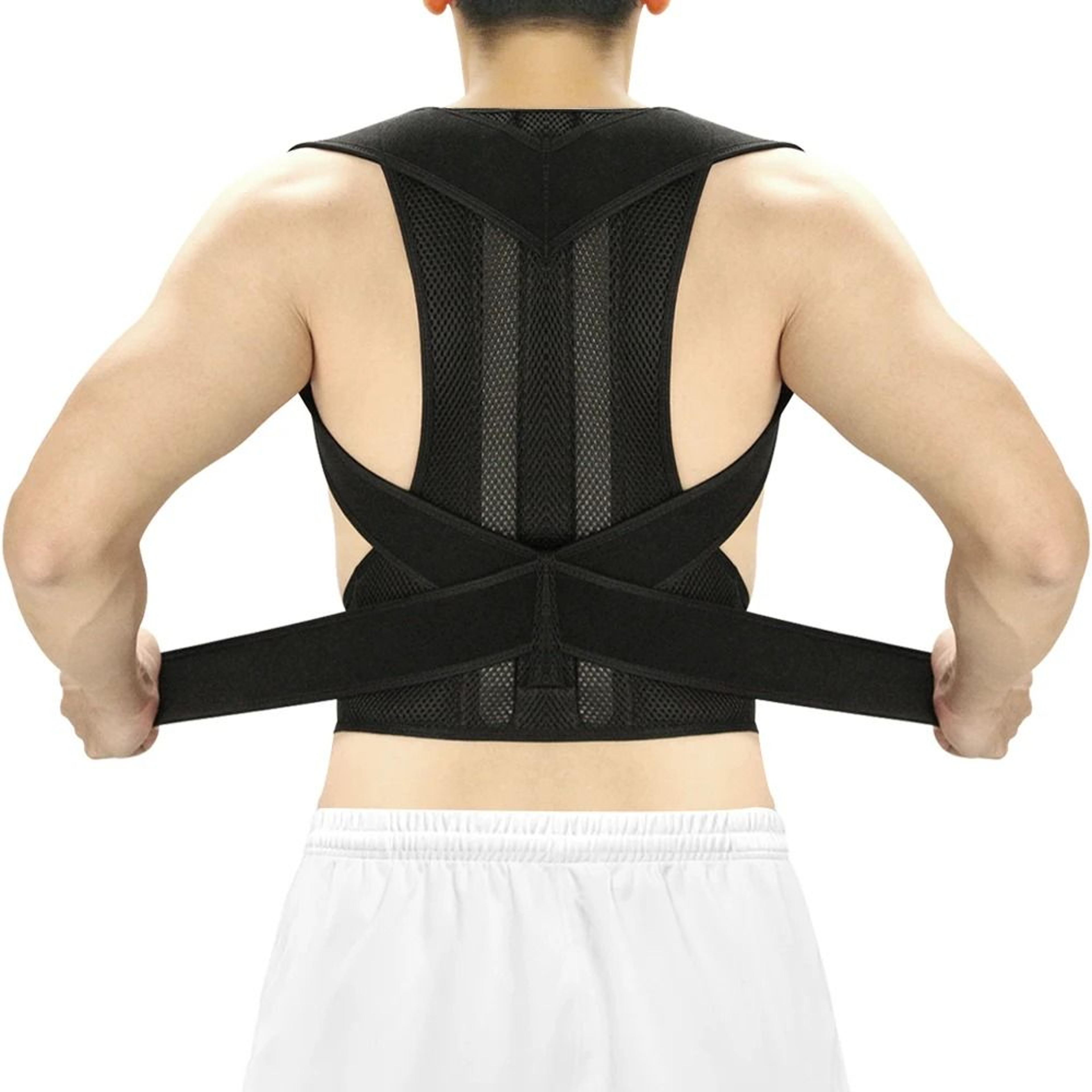 neoprene back corset brace for posture correction, medical alloy bar spine support belt for back pain relief men women
