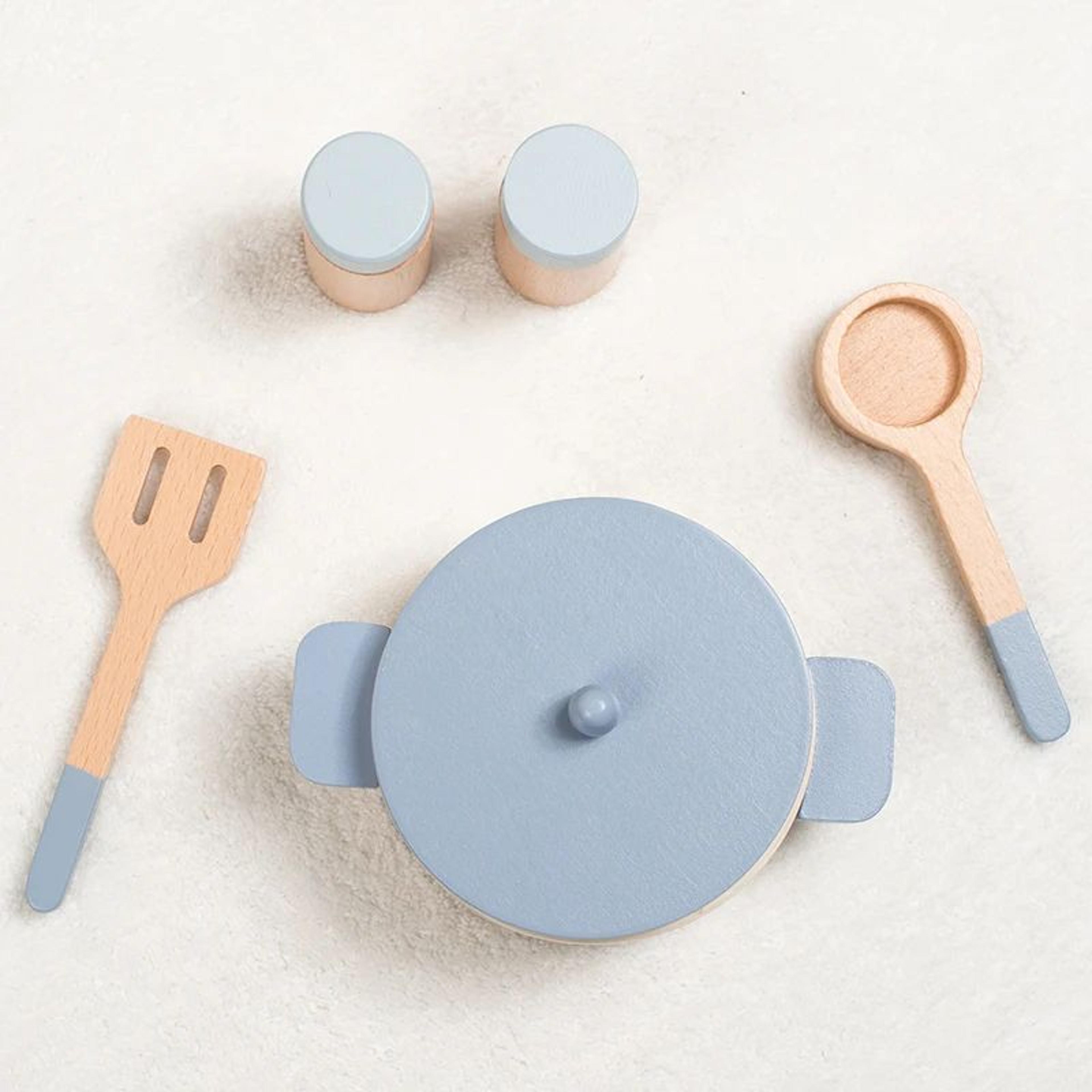 Wooden Childrens Kitchen Toy Set Early Education RolePlay Chef Pots  Pans Set 2