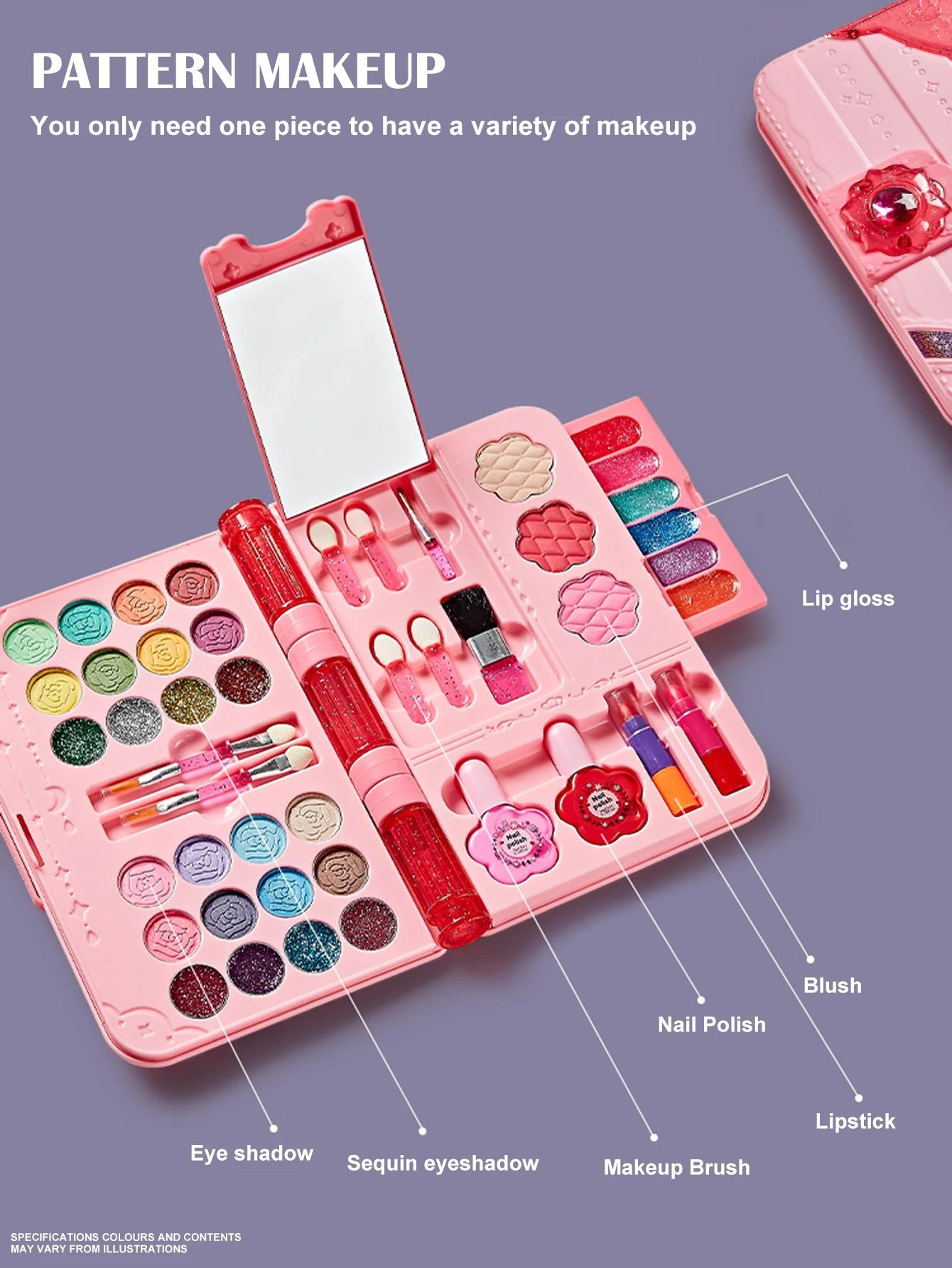 Kids Makeup Kit For Girls Washable Play Makeup Toys Set With Mirror 5