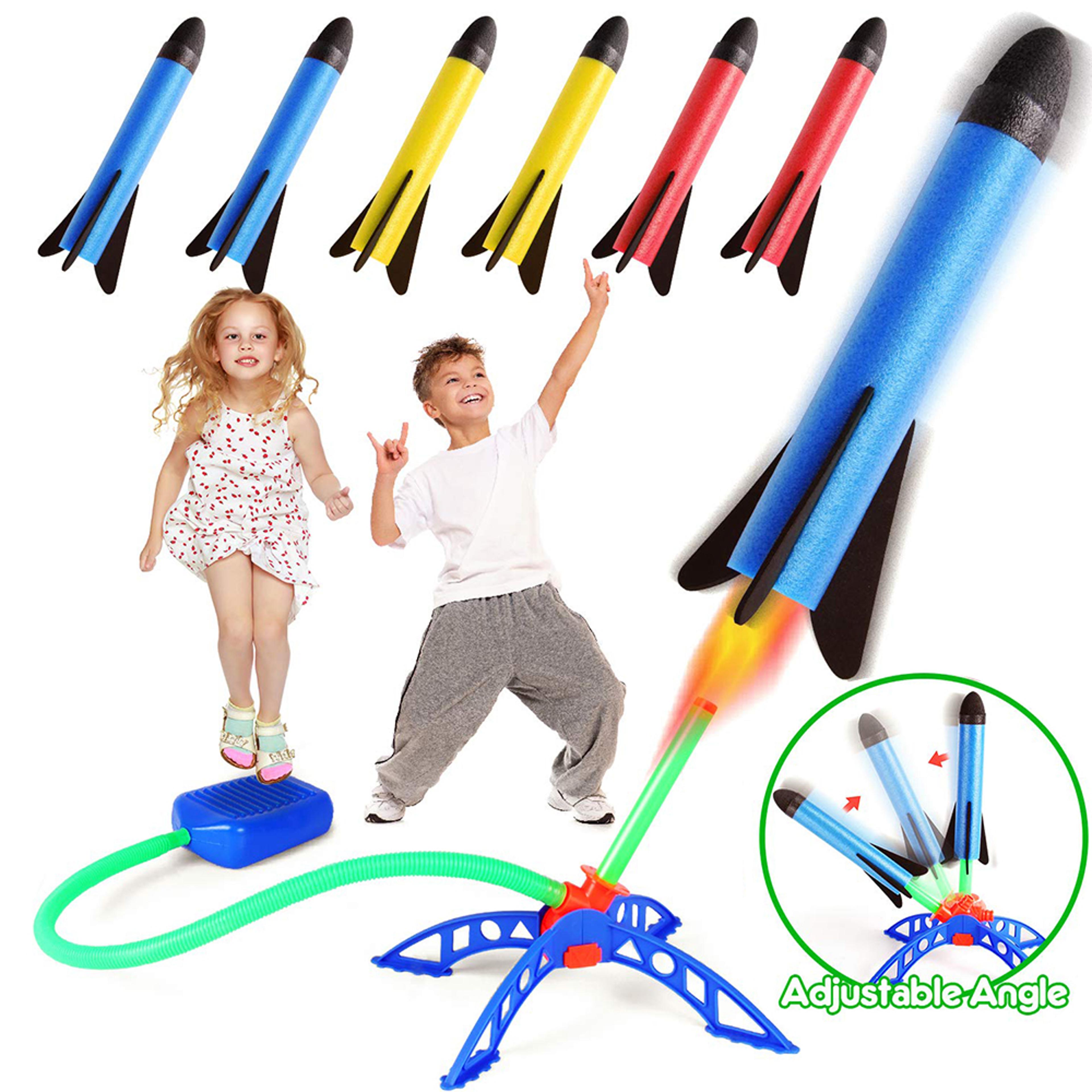 air rocket foot pump launcher for kids, outdoor air pressing pedal soaring rocket toy for team games