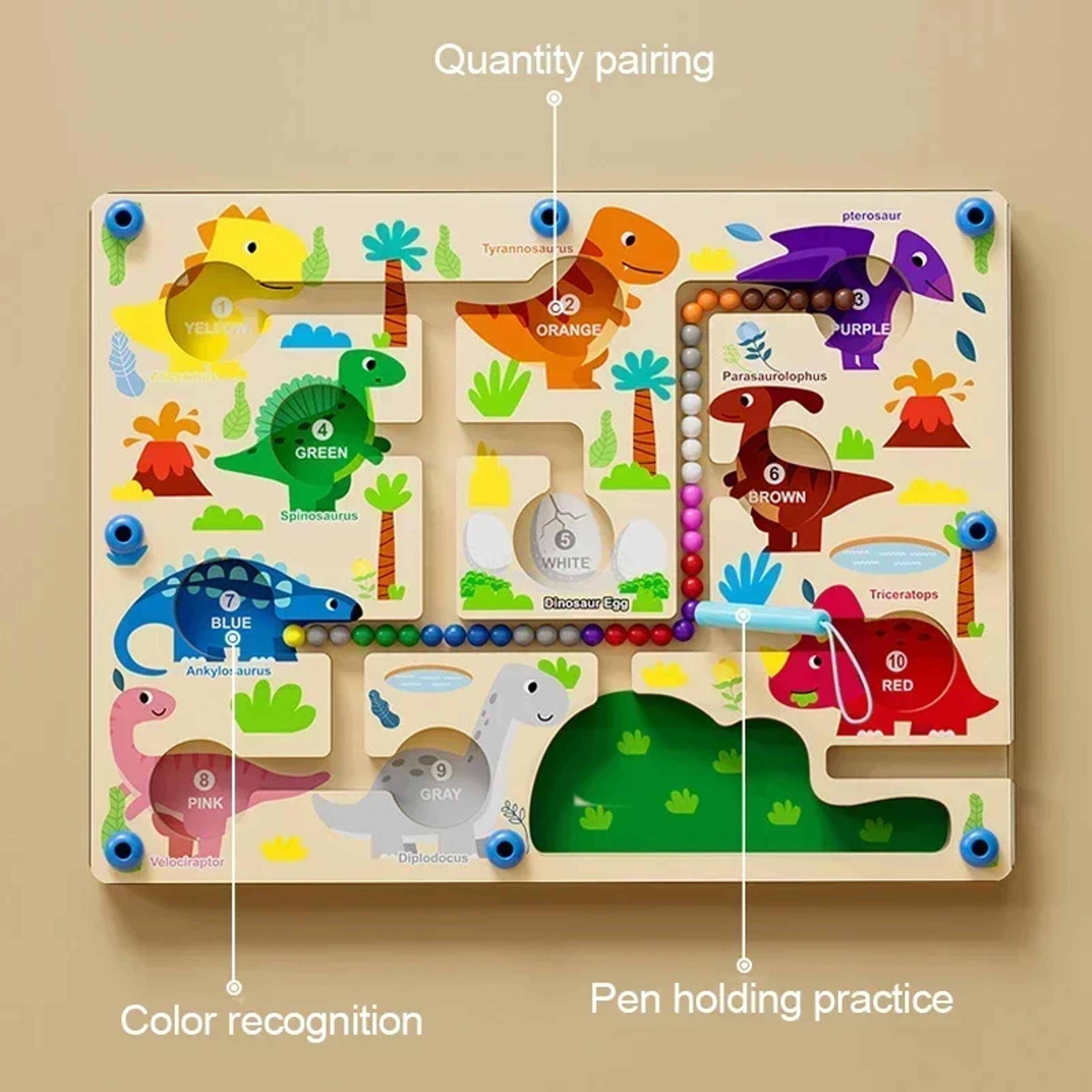 Montessori Magnetic Color Sorting Maze Board Educational Wooden Bead Games For Kids 4