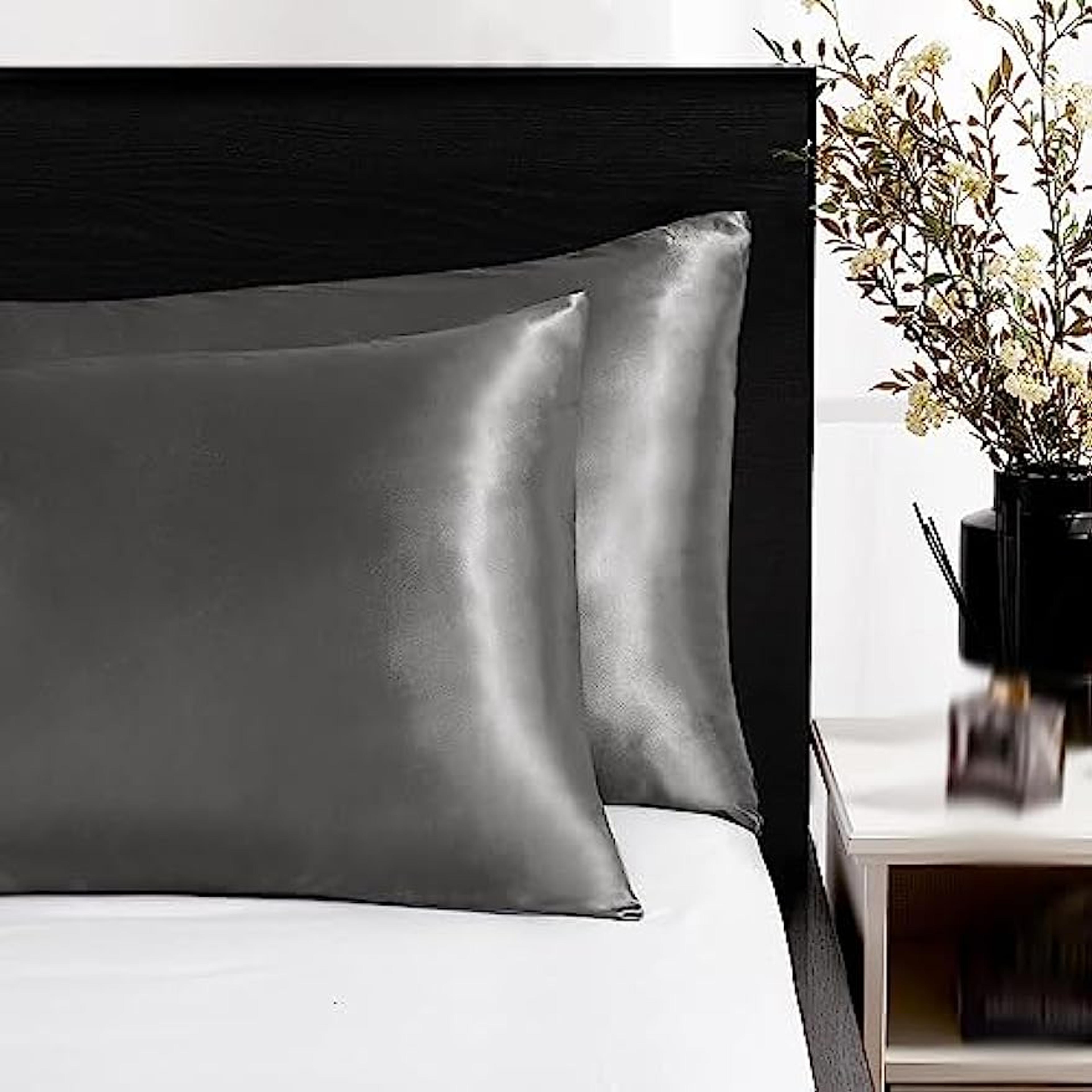 super soft satin silk pillowcase set, coral standard size super soft pillow cases for hair & skin