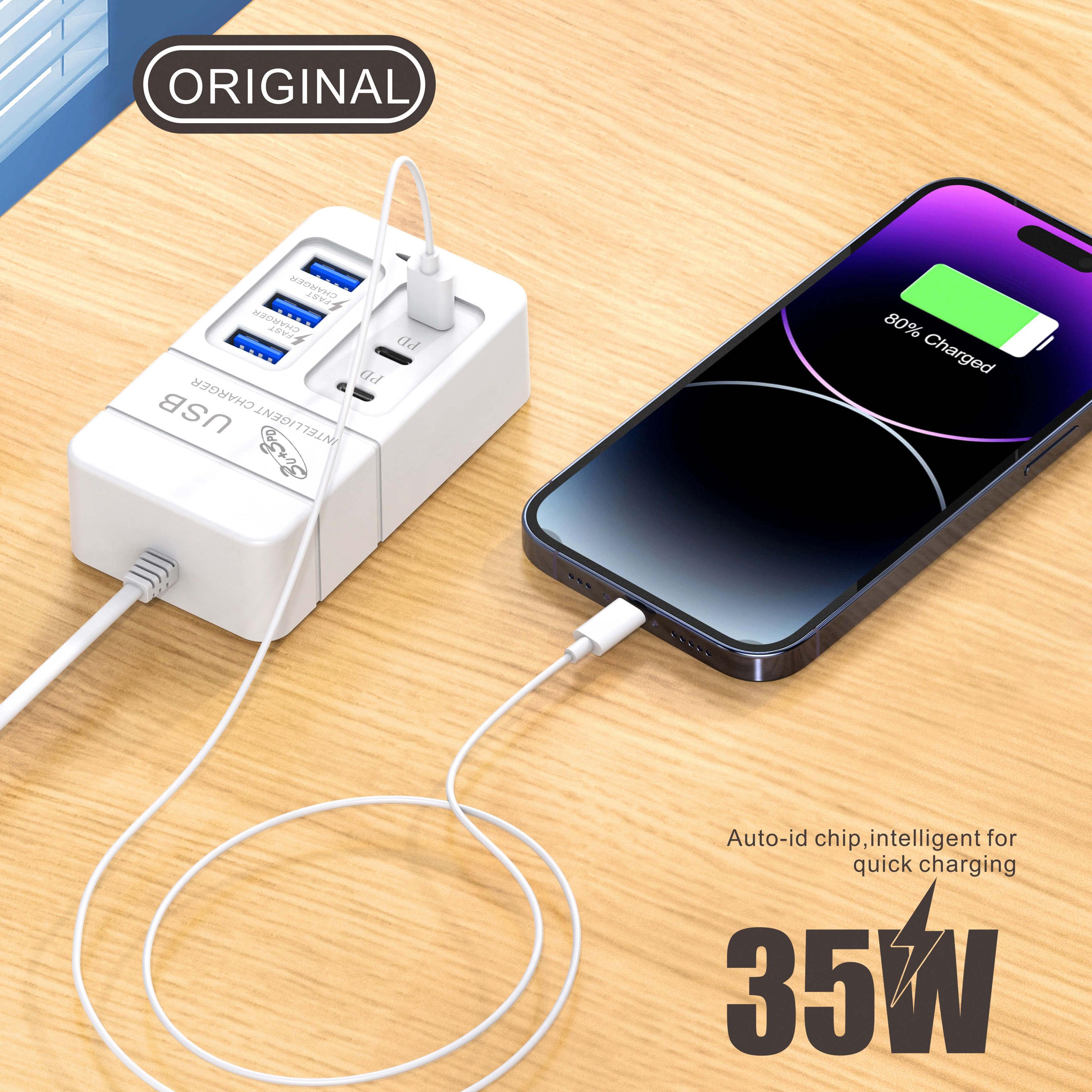 MultiPort USB Wall Charger Fast Charging with Type C  Quick Charge 30 for iPhone 15 Samsung Xi