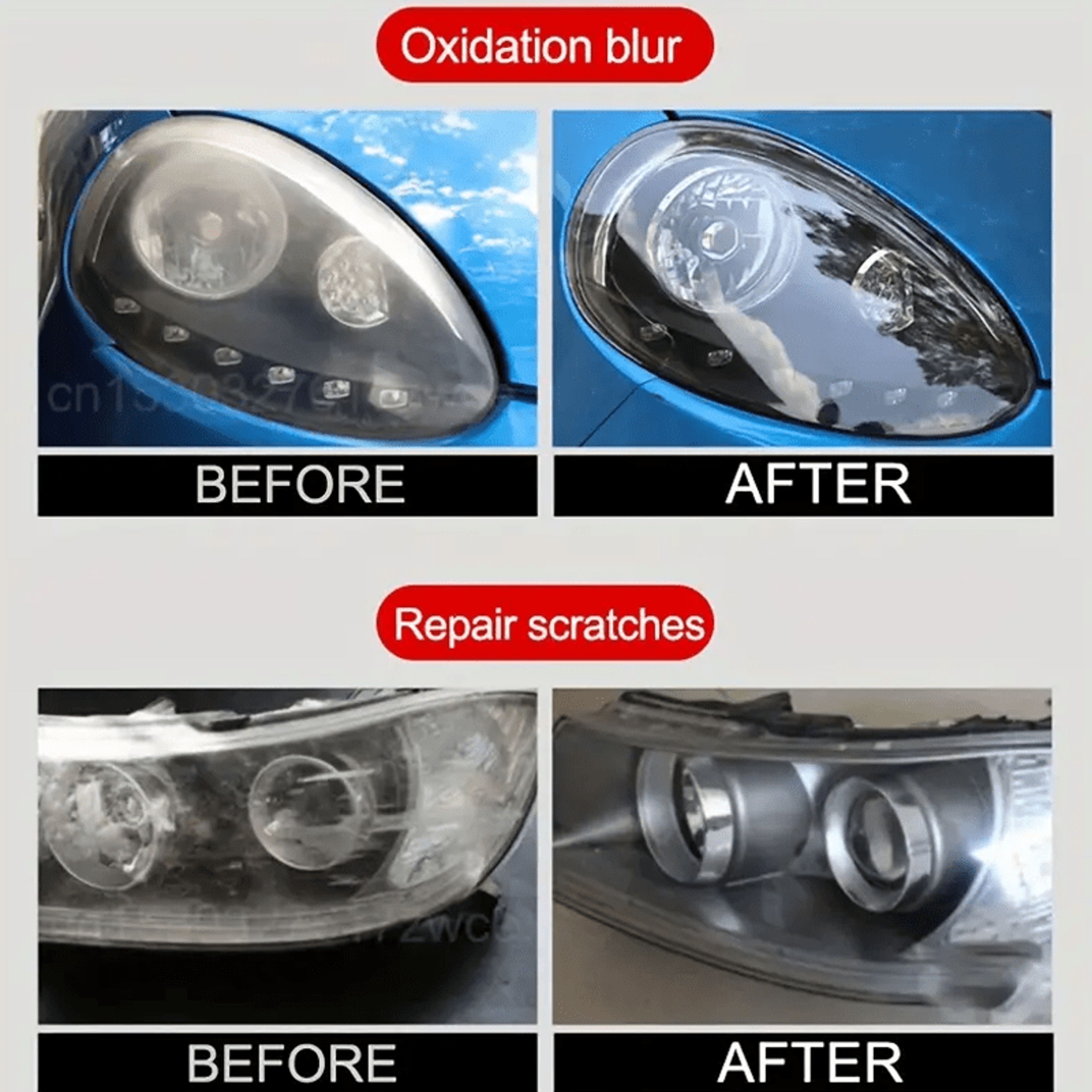 Professional Car Headlight Restoration Kit Remove Yellowing Oxidation  Defogging for CrystalClea