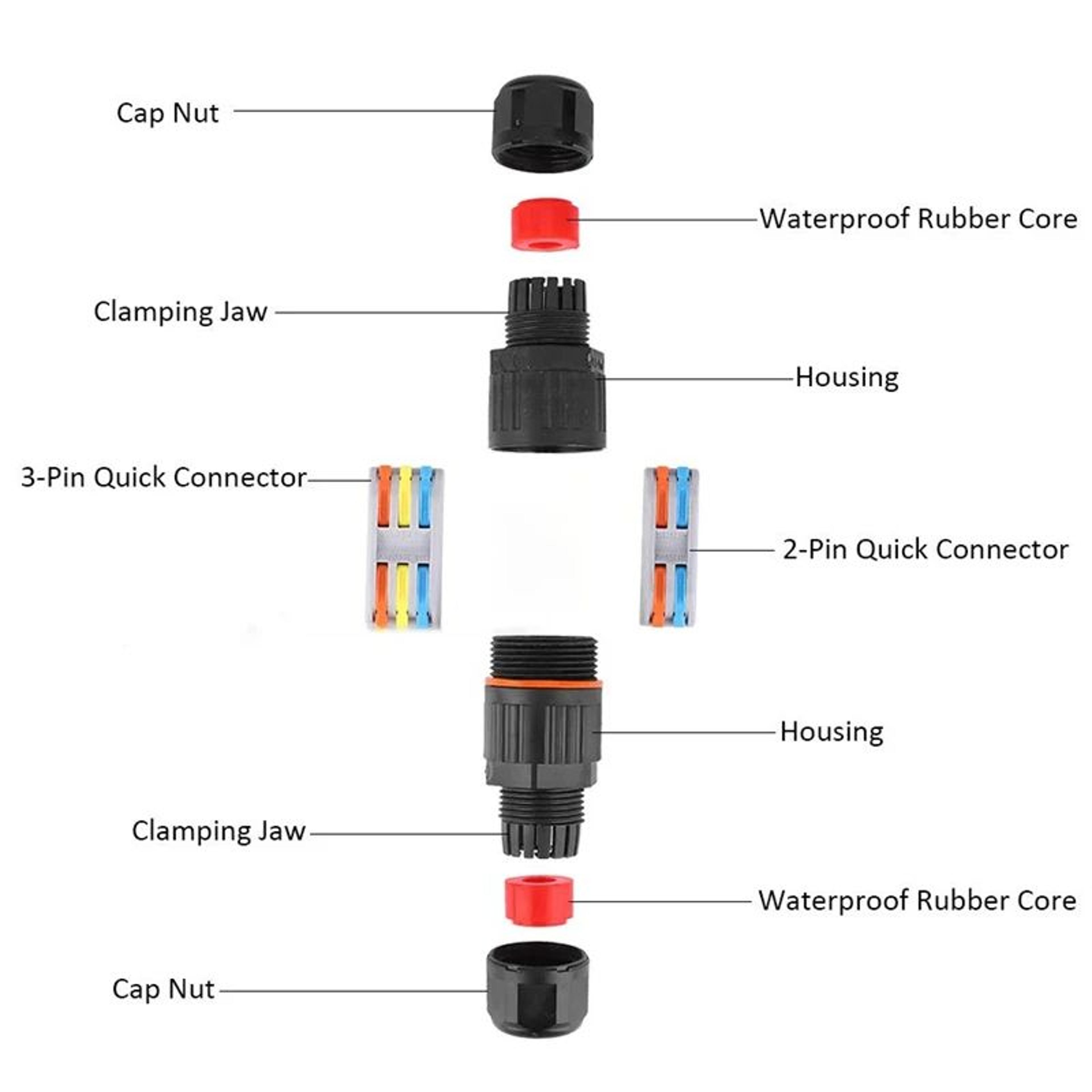 Outdoor Waterproof Connector Pin Solderless Quick Wire Joint For LED Lamp Wiring And Rainproof Term 4