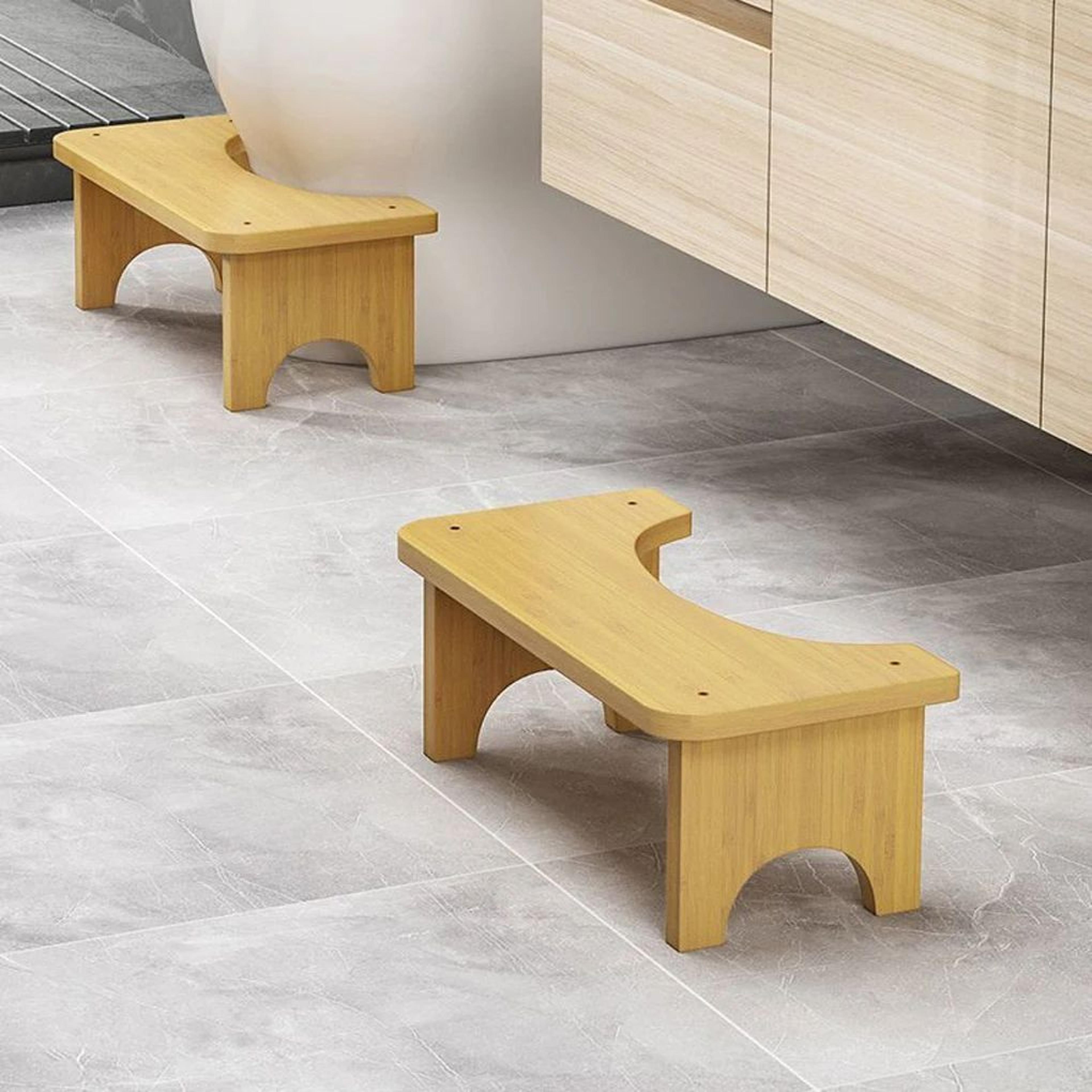 Premium Bamboo Toilet Stool NonSlip Squat Bench Poop Seat In NutBrown 3