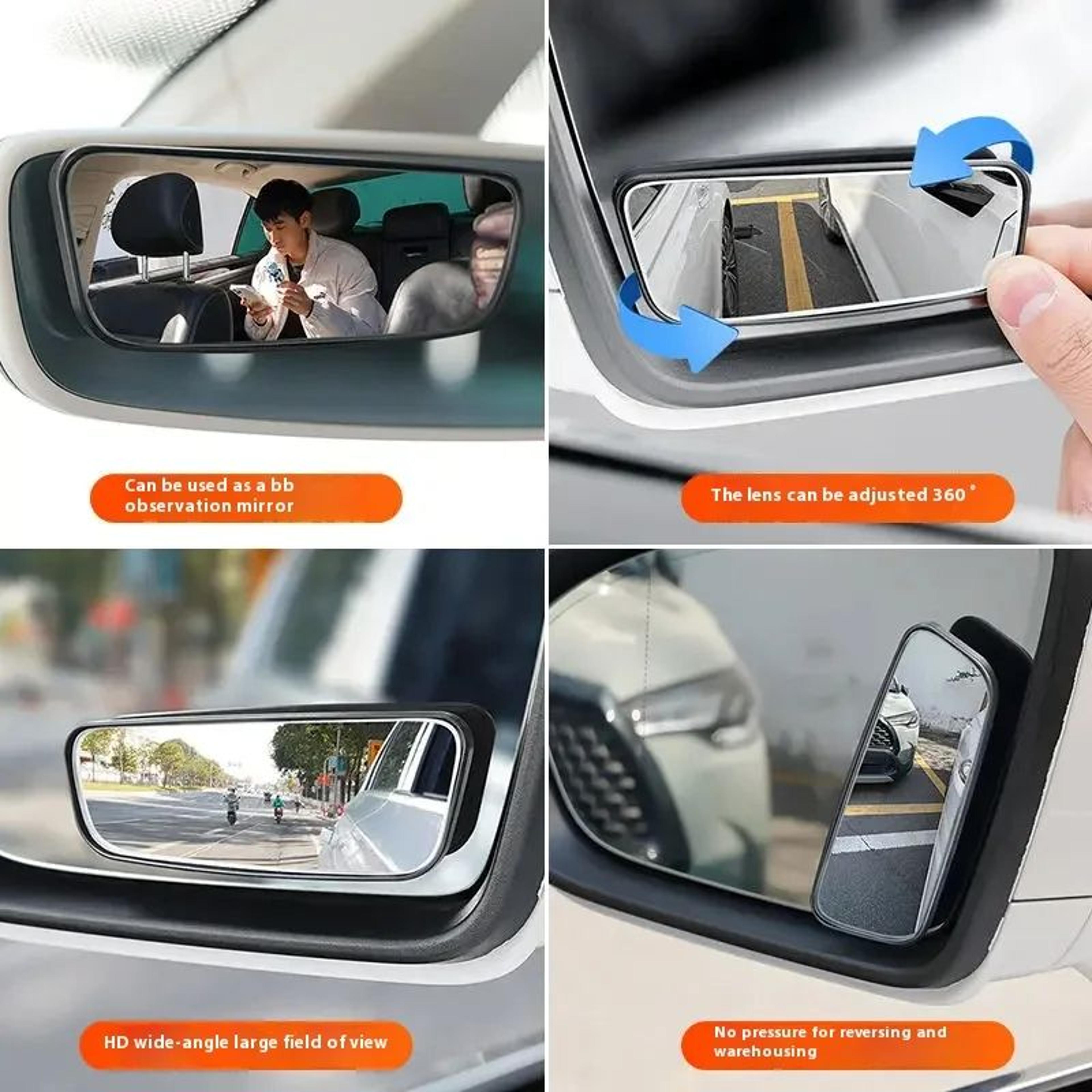 2Pcs Adjustable Blind Spot Mirror For Car Auxiliary Rearview Convex Mirror With Round Frame Wide An 5