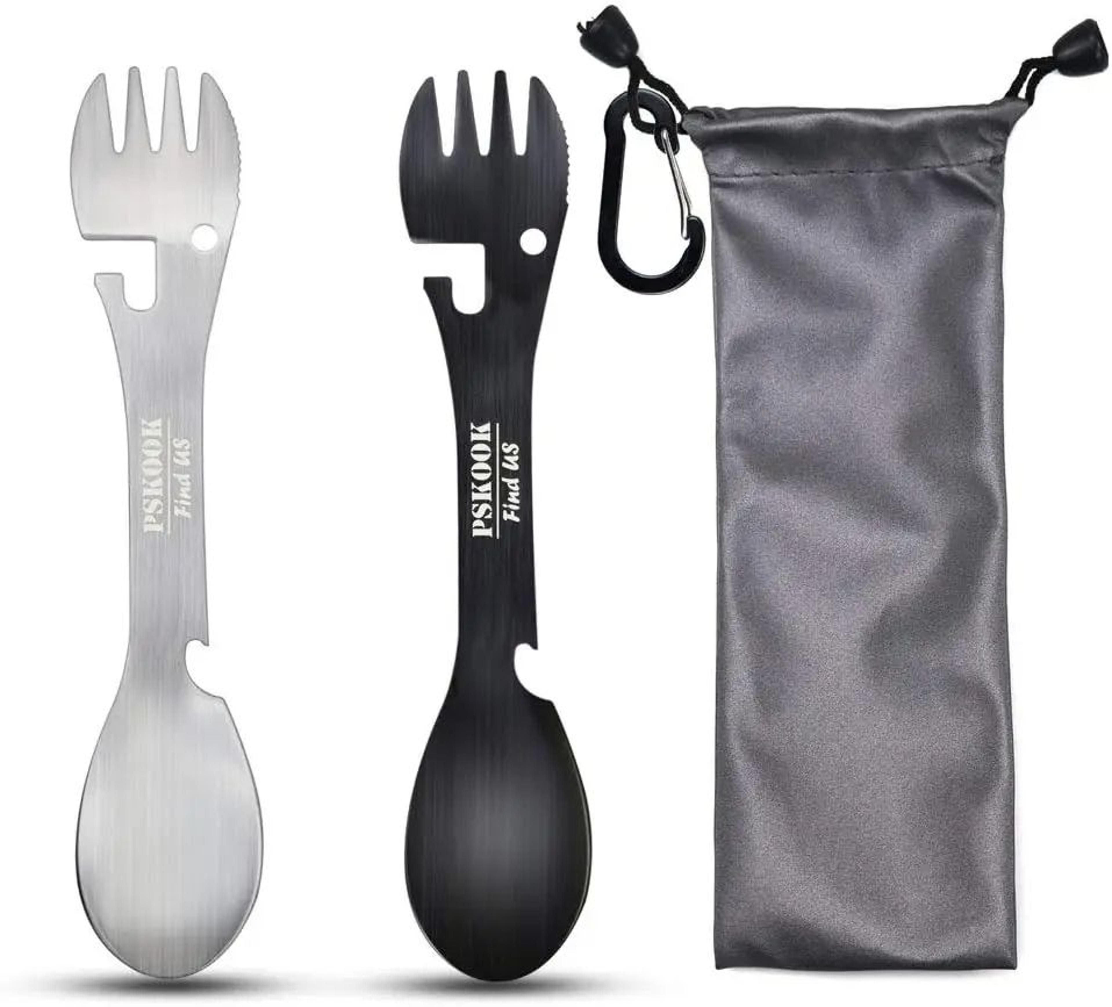 Stainless Steel Tactical Spork With Spoon Fork Knife Bottle  Can Opener Outdoor Camping Hiking Surv 8