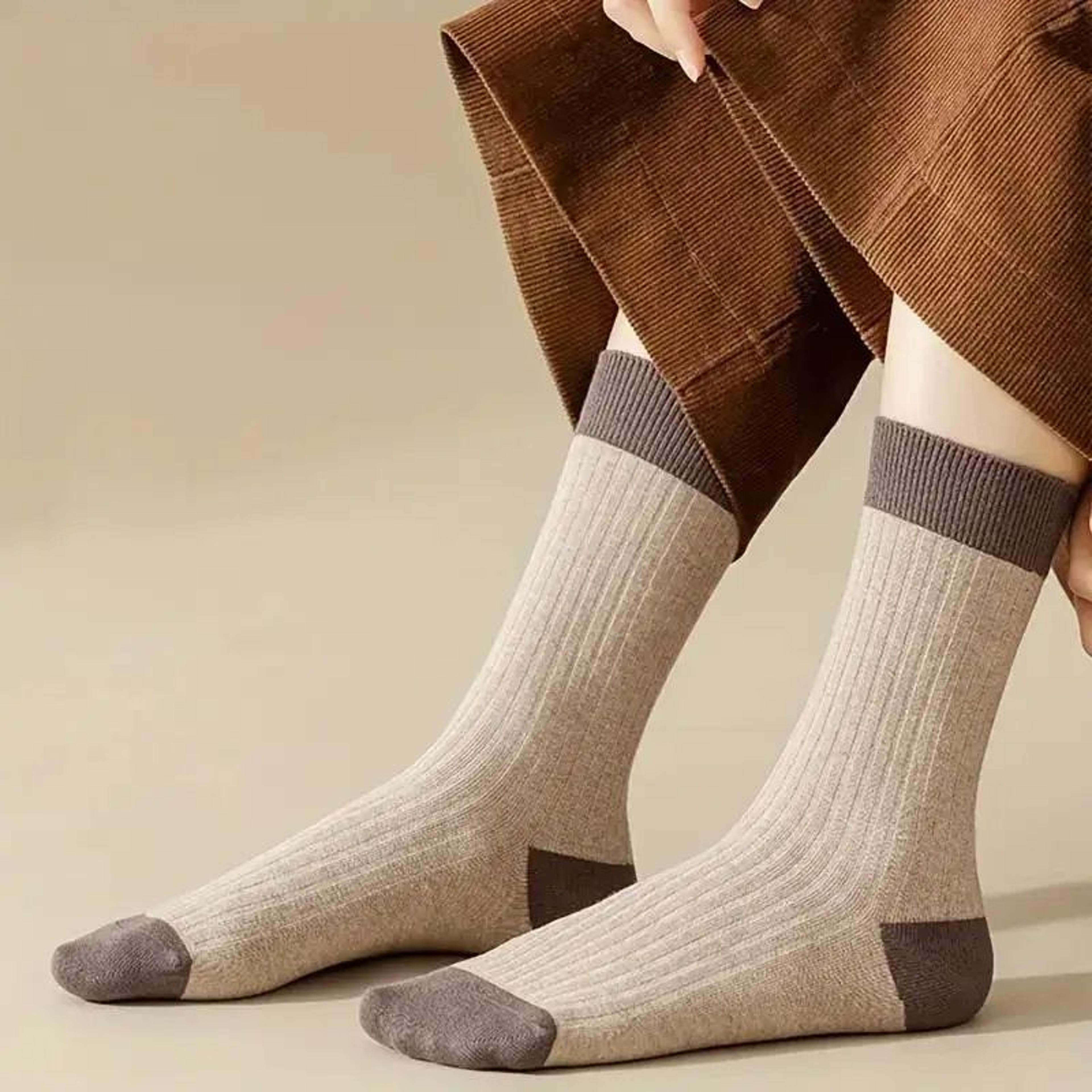 Cozy Patchwork Crew Socks Set Soft Breathable Mid Tube Socks For Ultimate Comfort In Fall  Winter 1