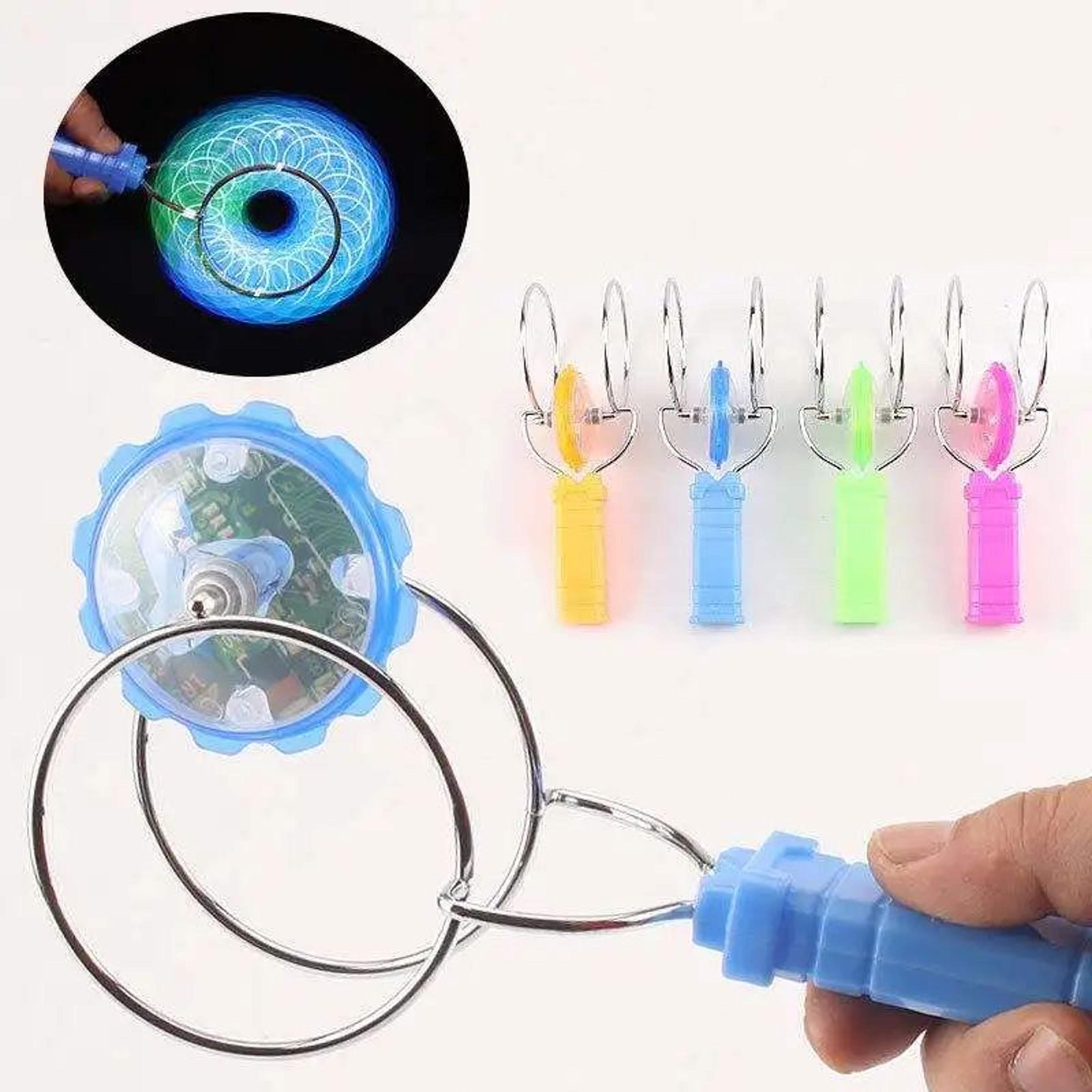 LED Magic Magnetic Orbit Spinning Creative HandCranked Gyroscope With Luminous Colorful Light Rotat 1