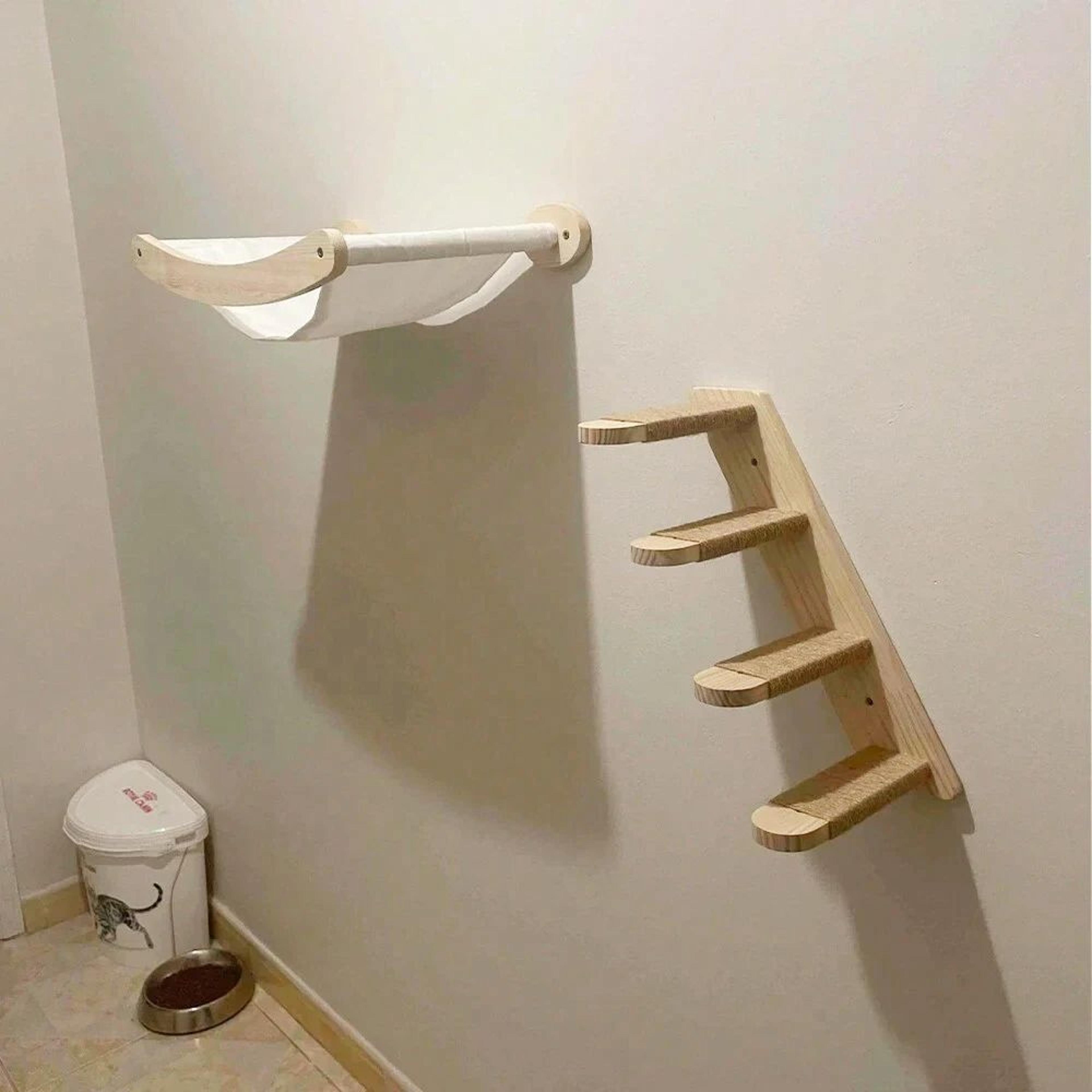 Cat Hammock Stairway With Sisal Rope WallMounted Climbing Shelf Scratching Toy And Perch For Kitten 4