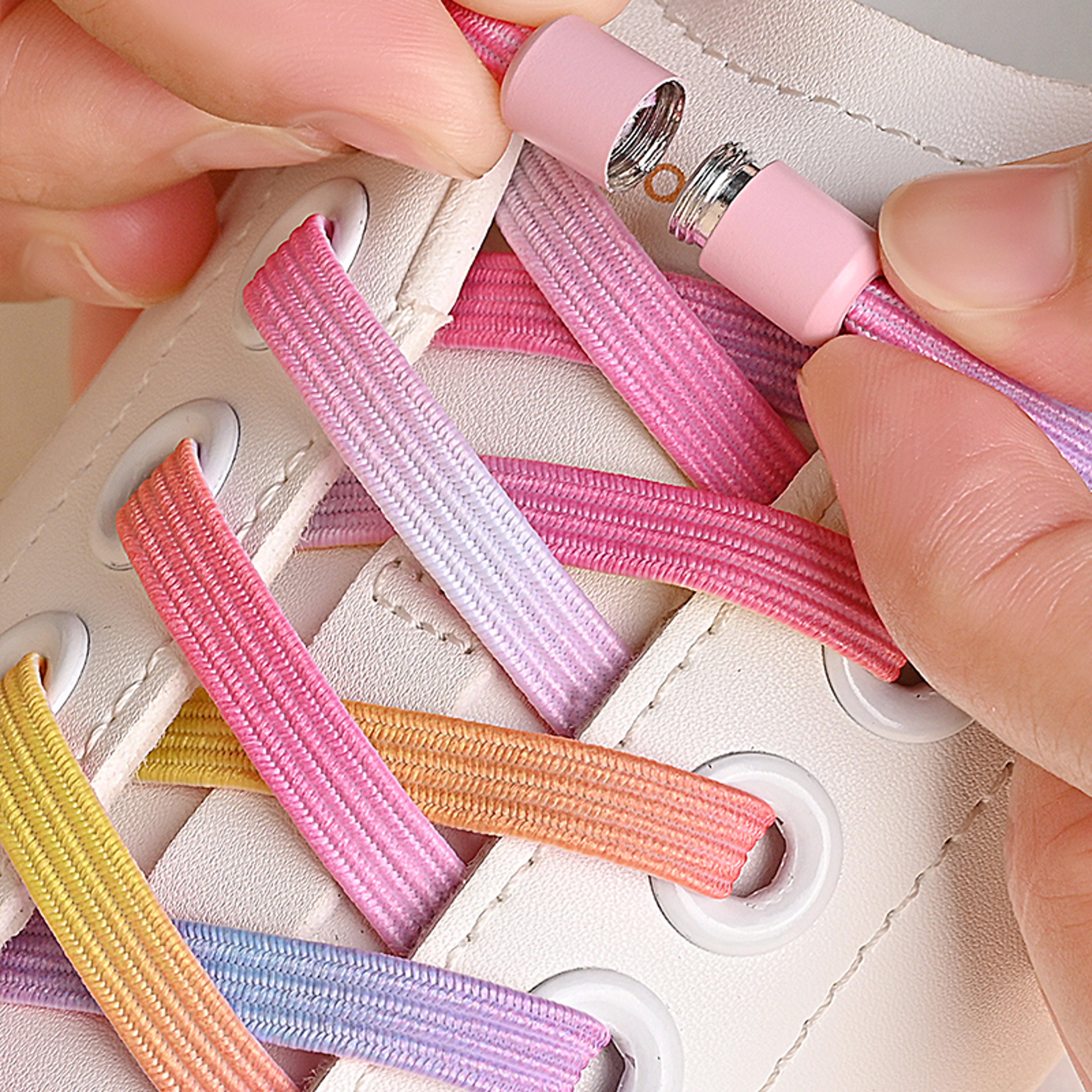 elastic no tie shoe laces for sneakers, 1pair colorful buckle shoelaces with pearl light finish | fashion slip-on laces