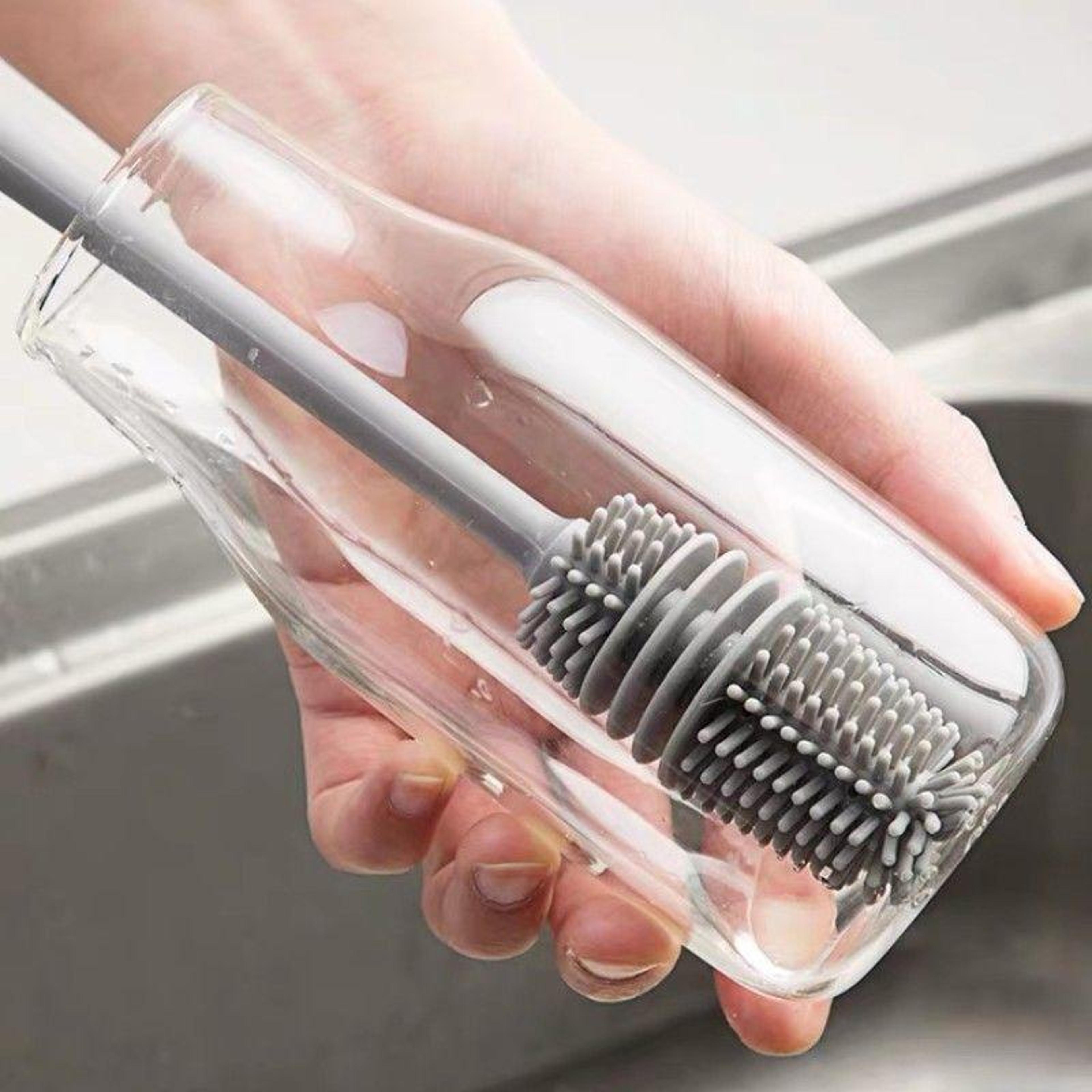 glass cleaner silicone brush, drink bottle cleaning brush, long handle cup scrubber, kitchen cleaning tool
