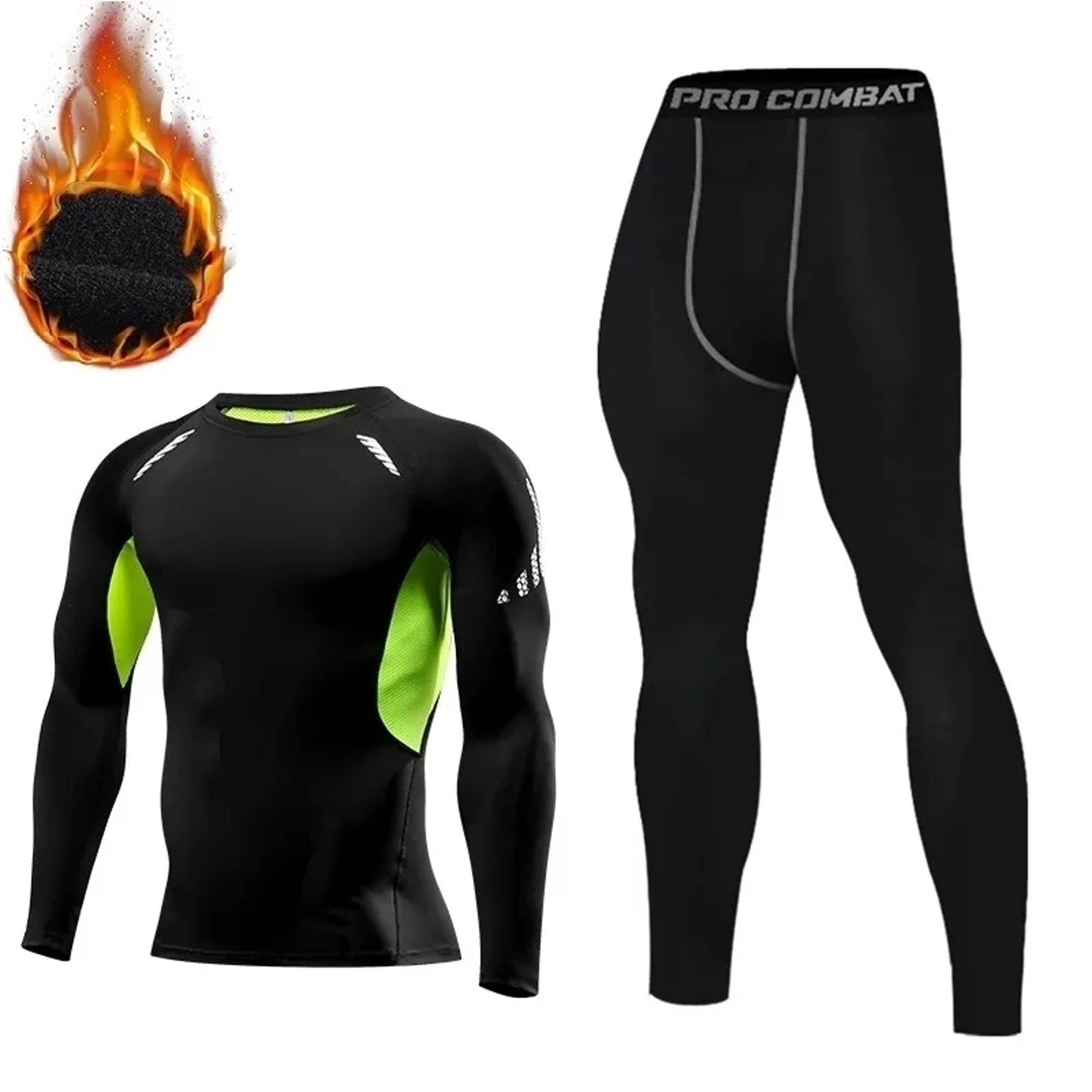 Winter Warm Men Underwear Set Fleece Thermal Long  Compression Tights Sports Fitness Undershirts Tr