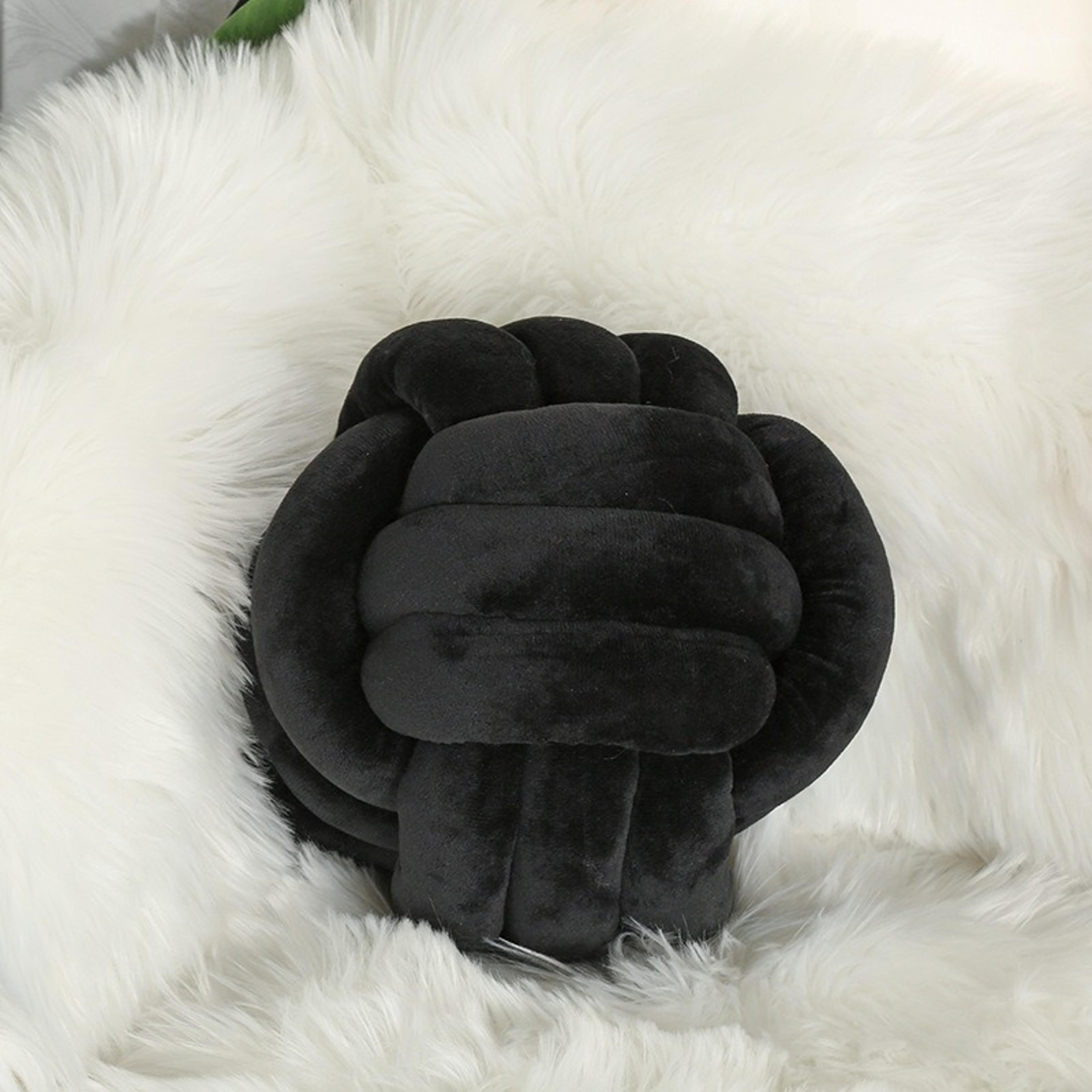 Luxury Glossy Accent Pillow With Tassel Details Braided Cord Knot Ball Cushion For Sofa Bohemian St 3