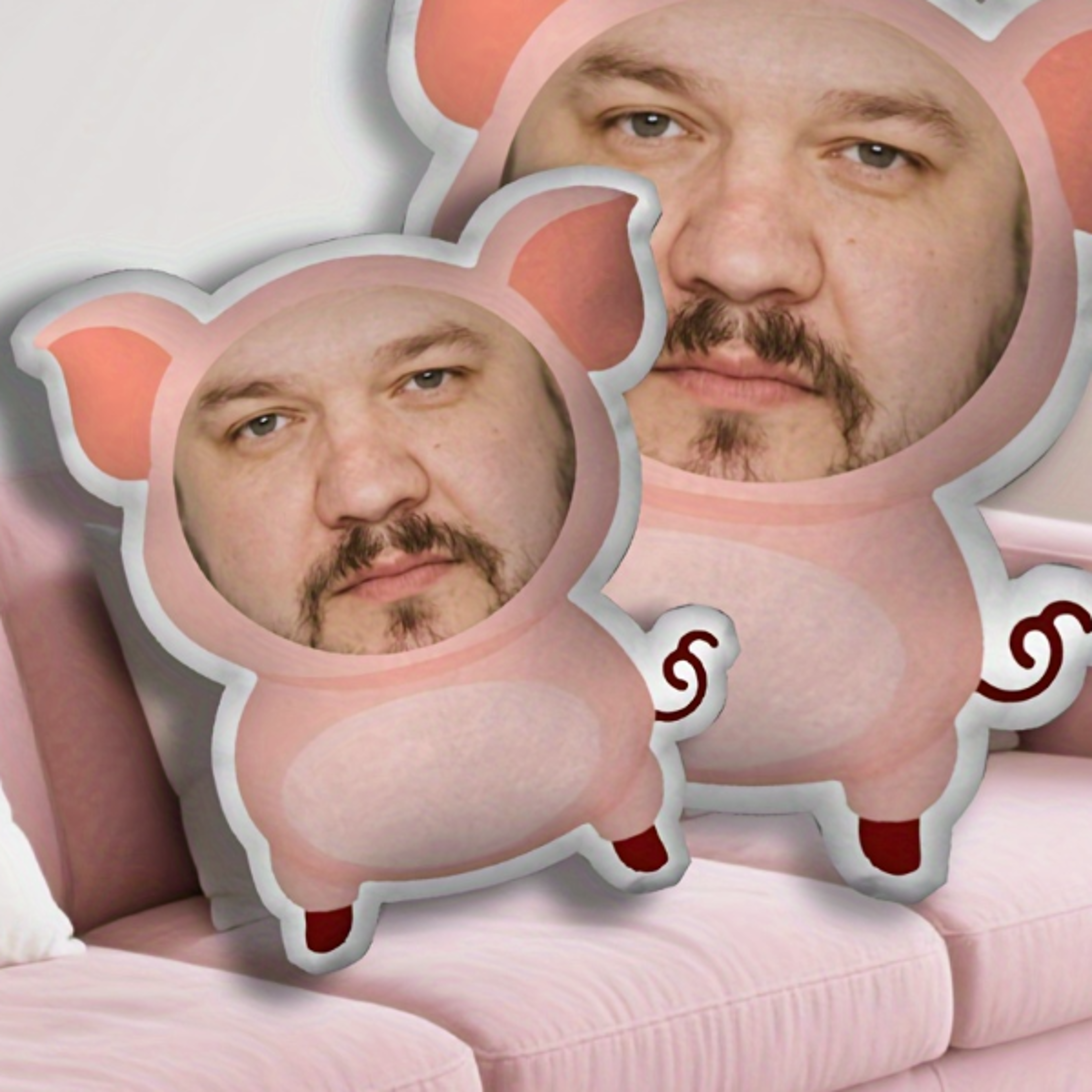 Customised Pink Pig DoubleSided Printed Face Cushion Pillow Seat Cushion Birthday Quirky and Fun