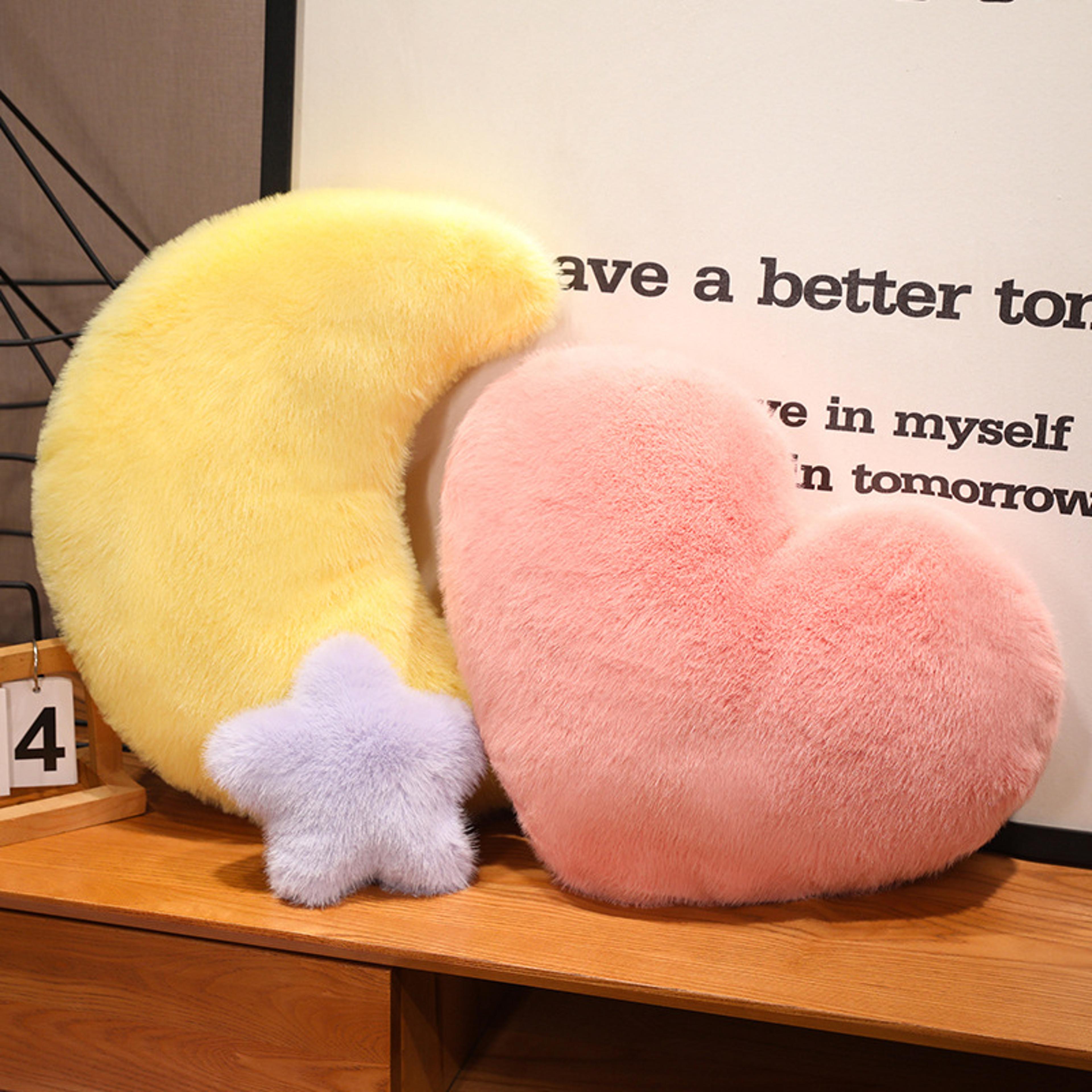 Fluffy Purple Pink Yellow Moon Star Heart Sky Pillow Plush Cushion For Sofa Chair Back Support Part 1