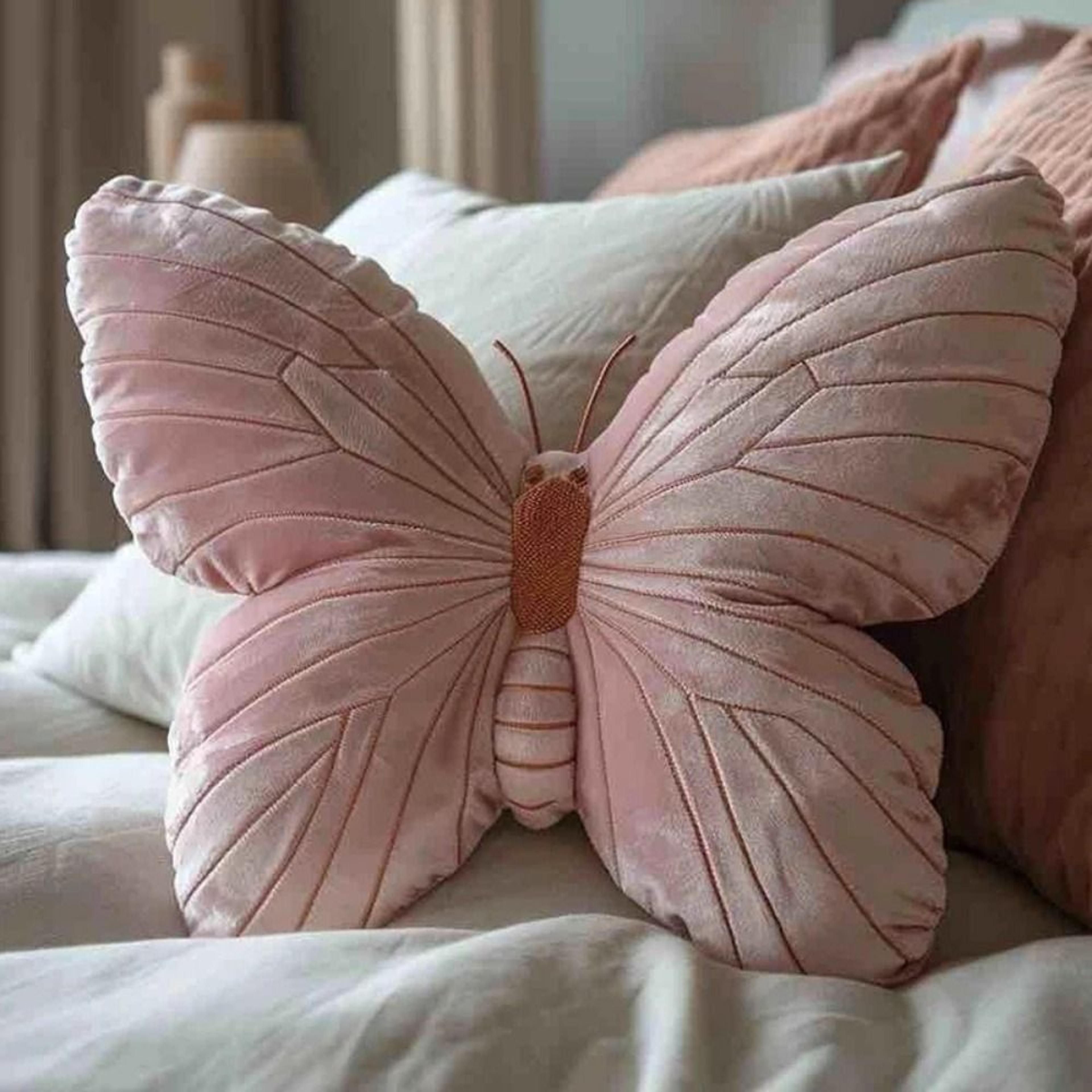 Cute Butterfly Pillow Throwing Pad Short Plush Cushion Pink Toy For Bedroom Sofa Home Textile Cushi 1