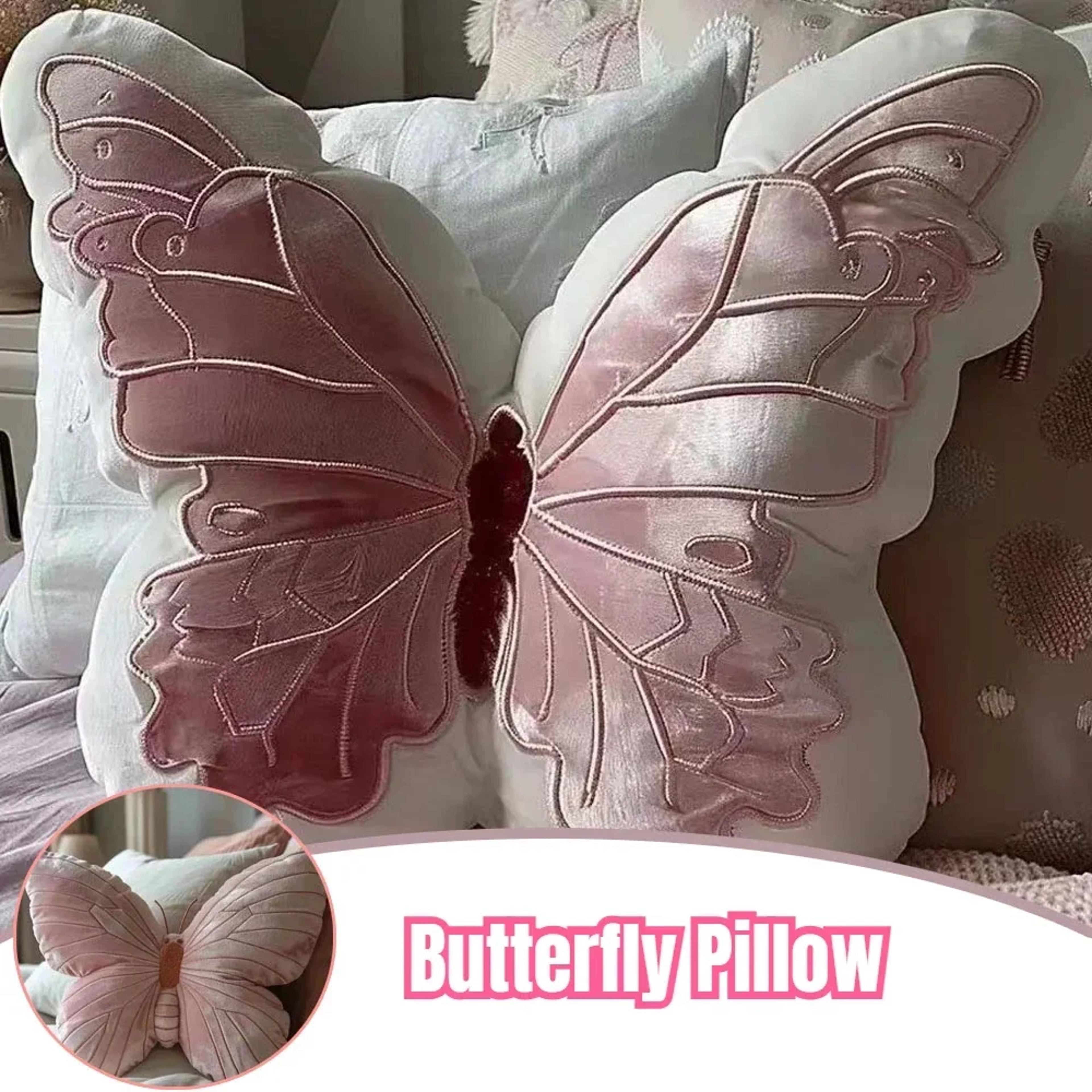 Soft Pink Butterfly Shape Pillow Cute Original Chair Cushion And Bedside Cushion For Home Decoratio 0