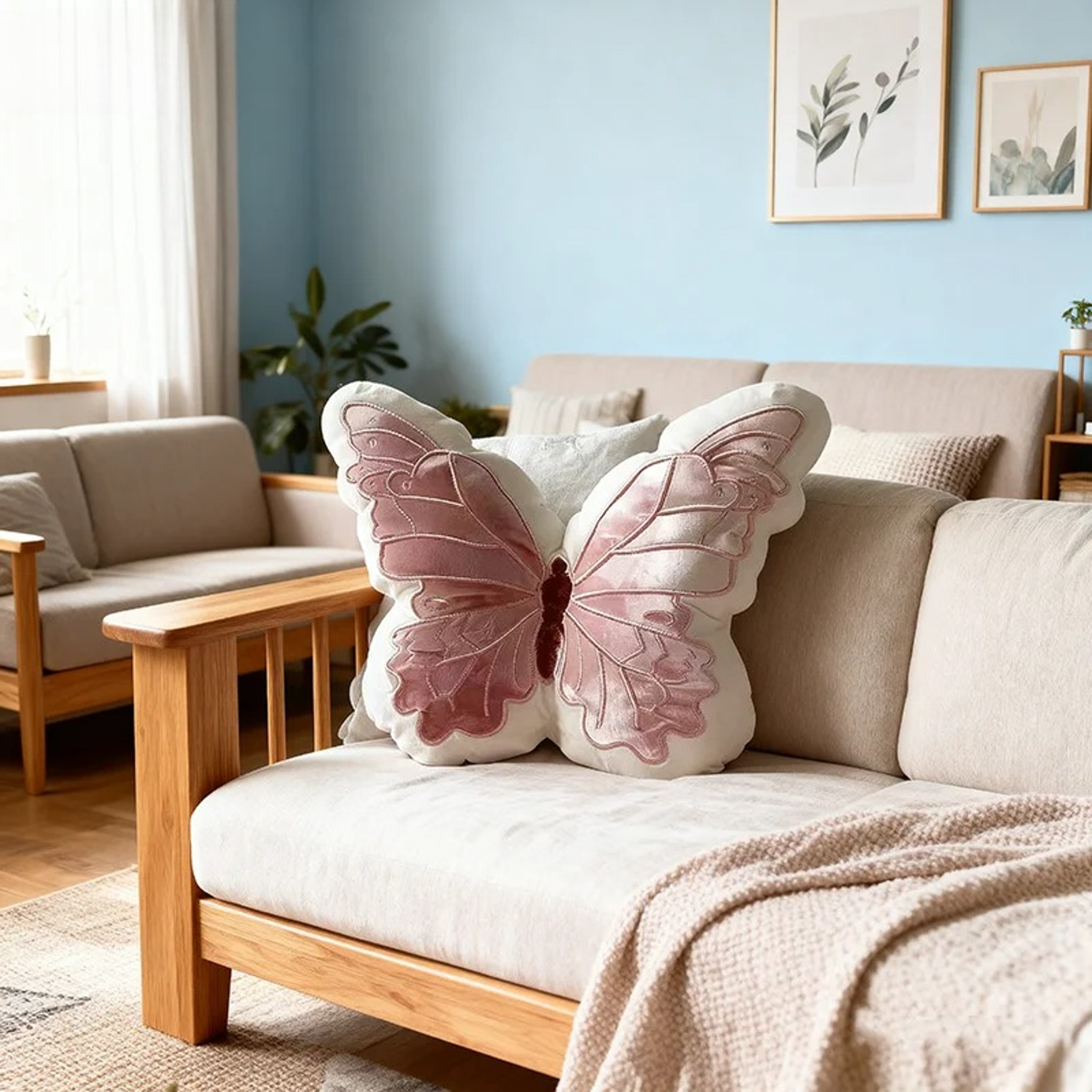 Soft Pink Butterfly Shape Pillow Cute Original Chair Cushion And Bedside Cushion For Home Decoratio 5