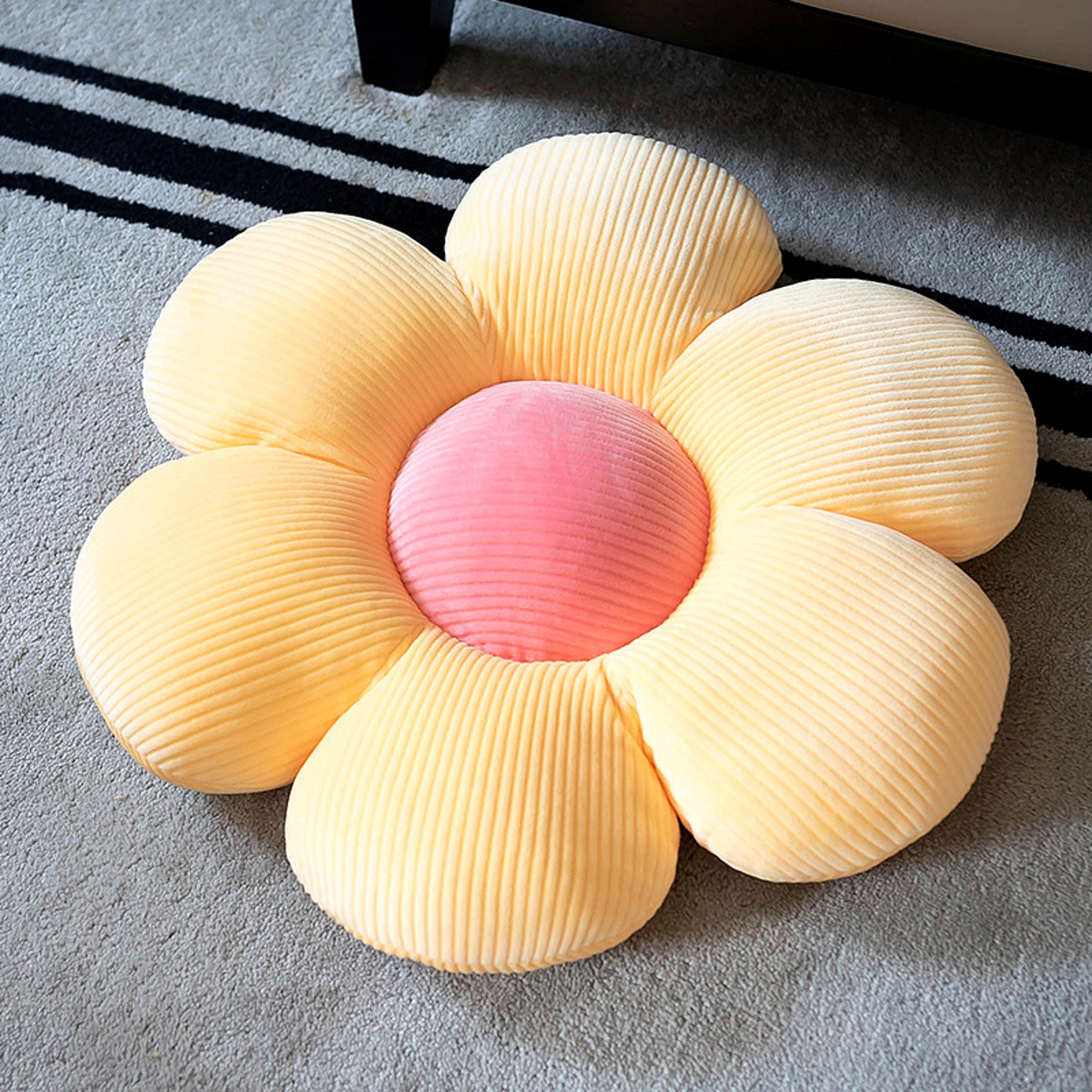 Pink Flower Pillow Bay Window Seat Cushion Girly Six Petal Flower Design For Kids Room 8