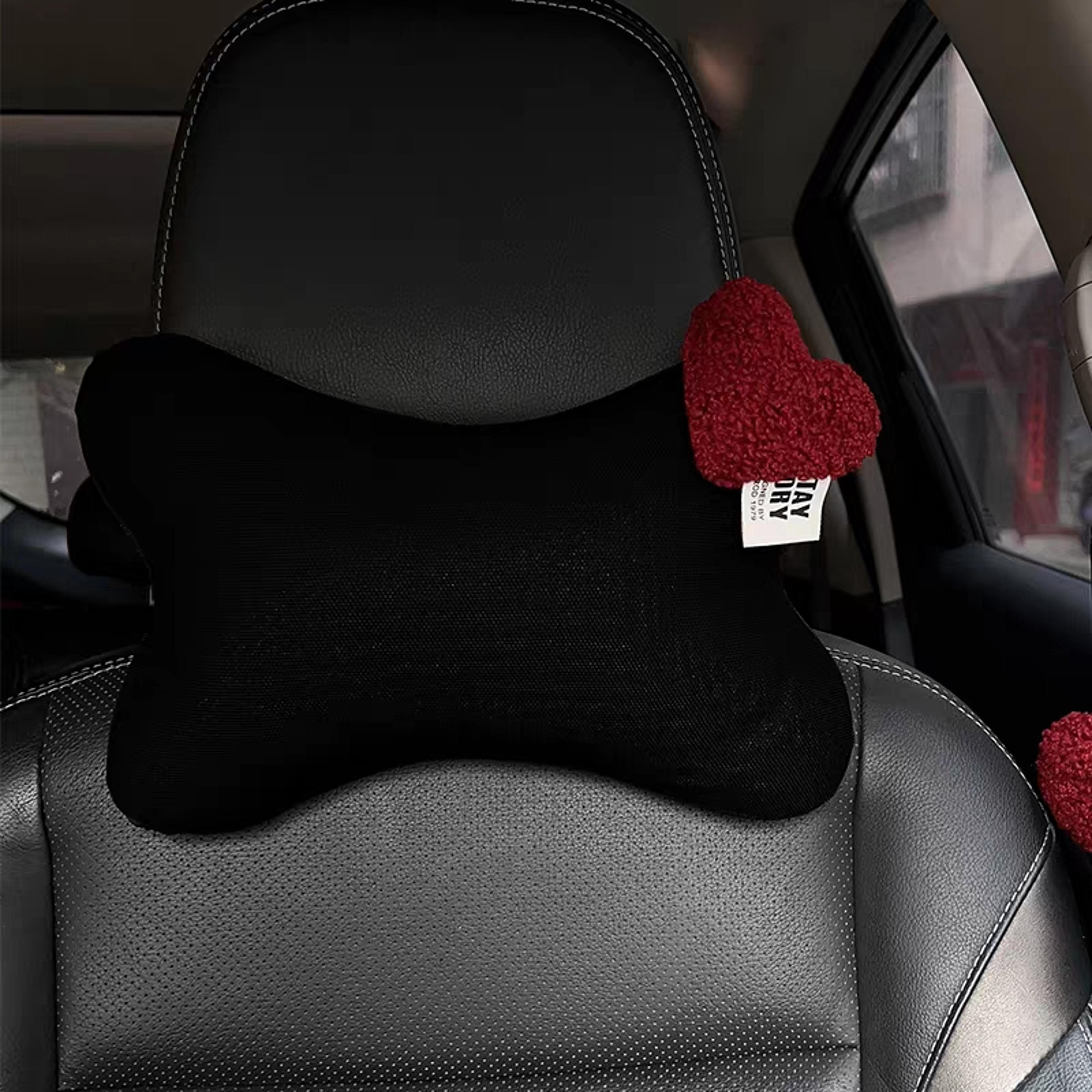 Car Pillow Ice Silk Mesh New Cute Cartoon Red Lover Hearts Auto Seat Headrest For Women 6