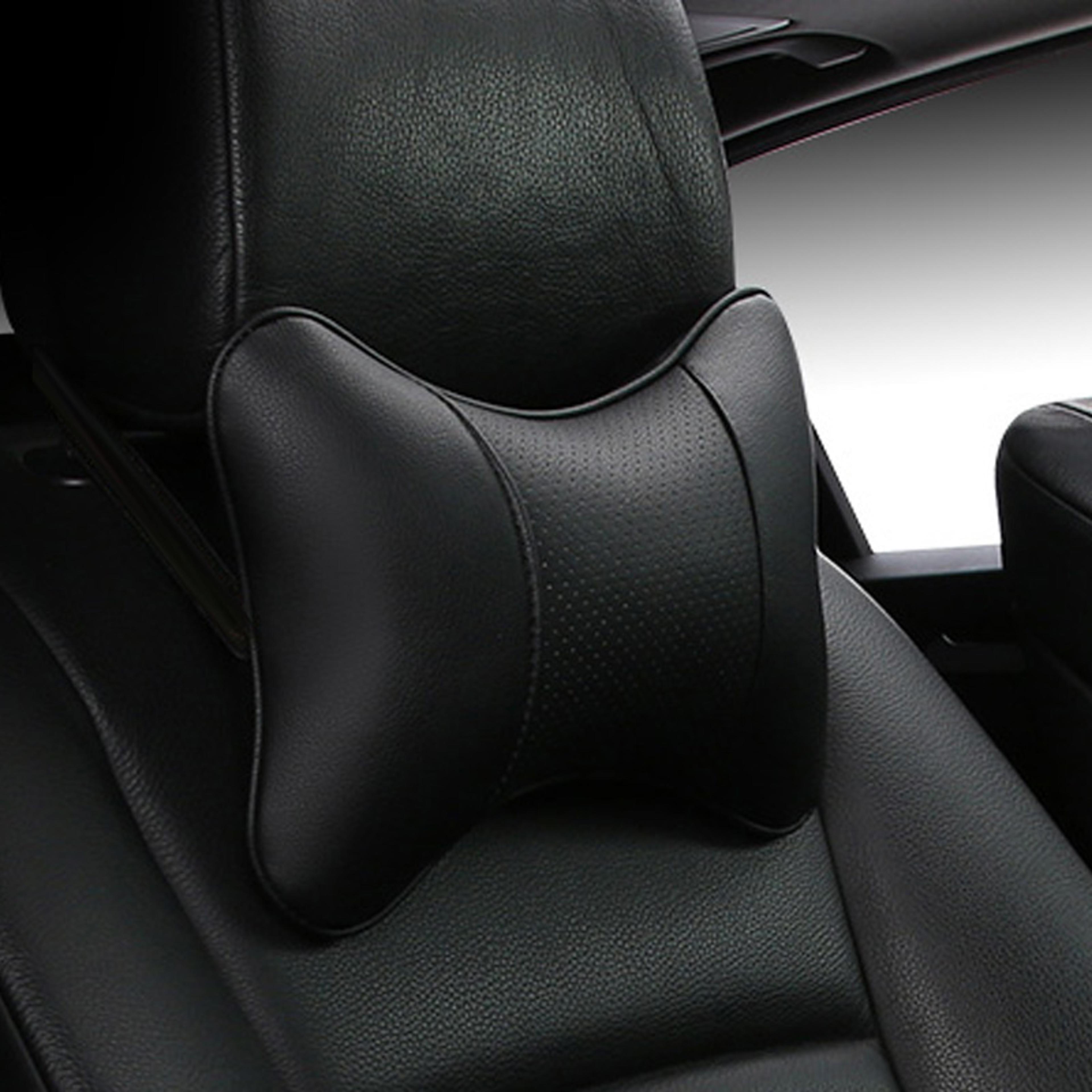 Universal Car Neck Pillows PU Leather Head Support Protector BlackRed Backrest Cushion Easy To Inst 0
