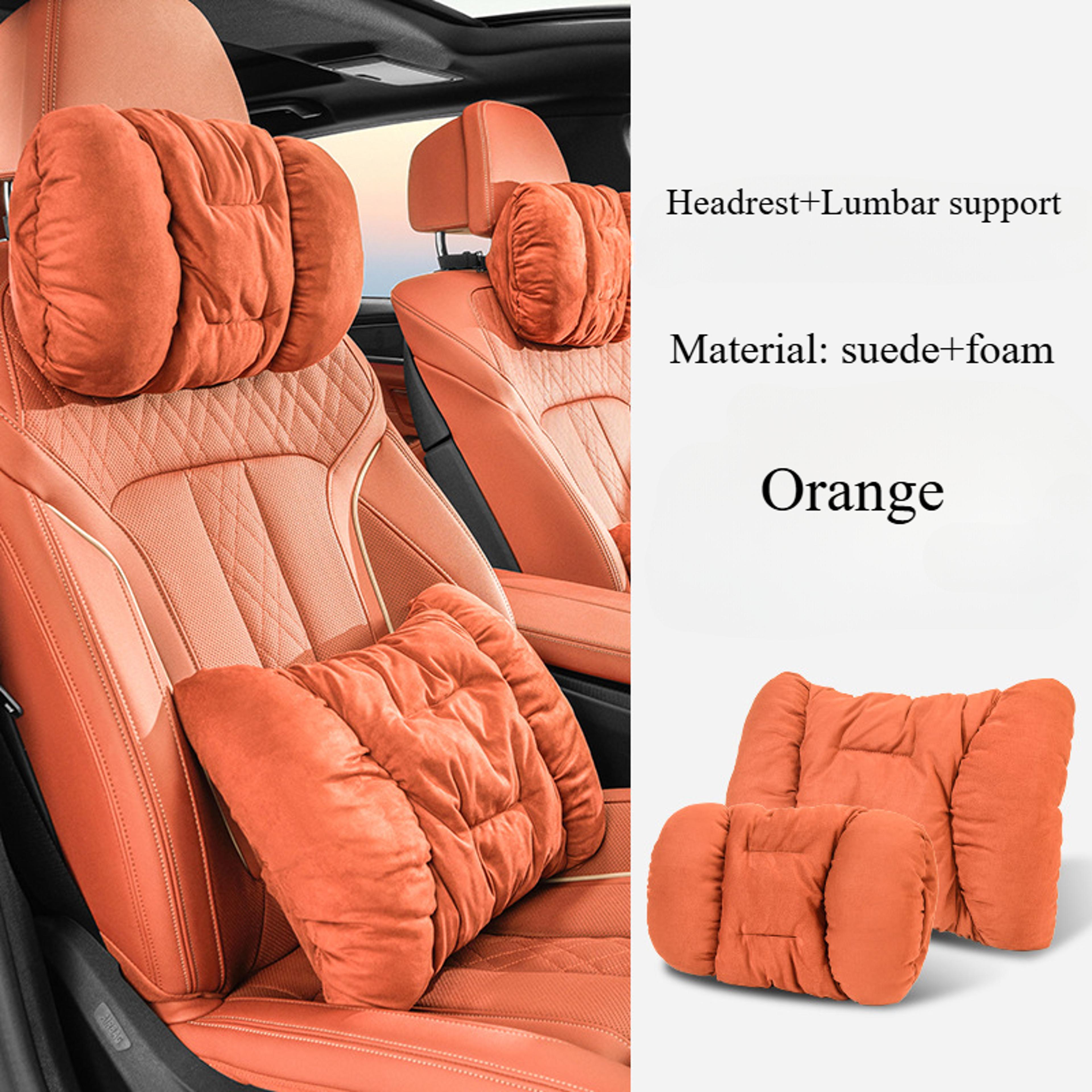 Suede Comfortable Neck Protection Pillow HighEnd Plush Car Headrest Soft Waist Cushion For Vehicle 7