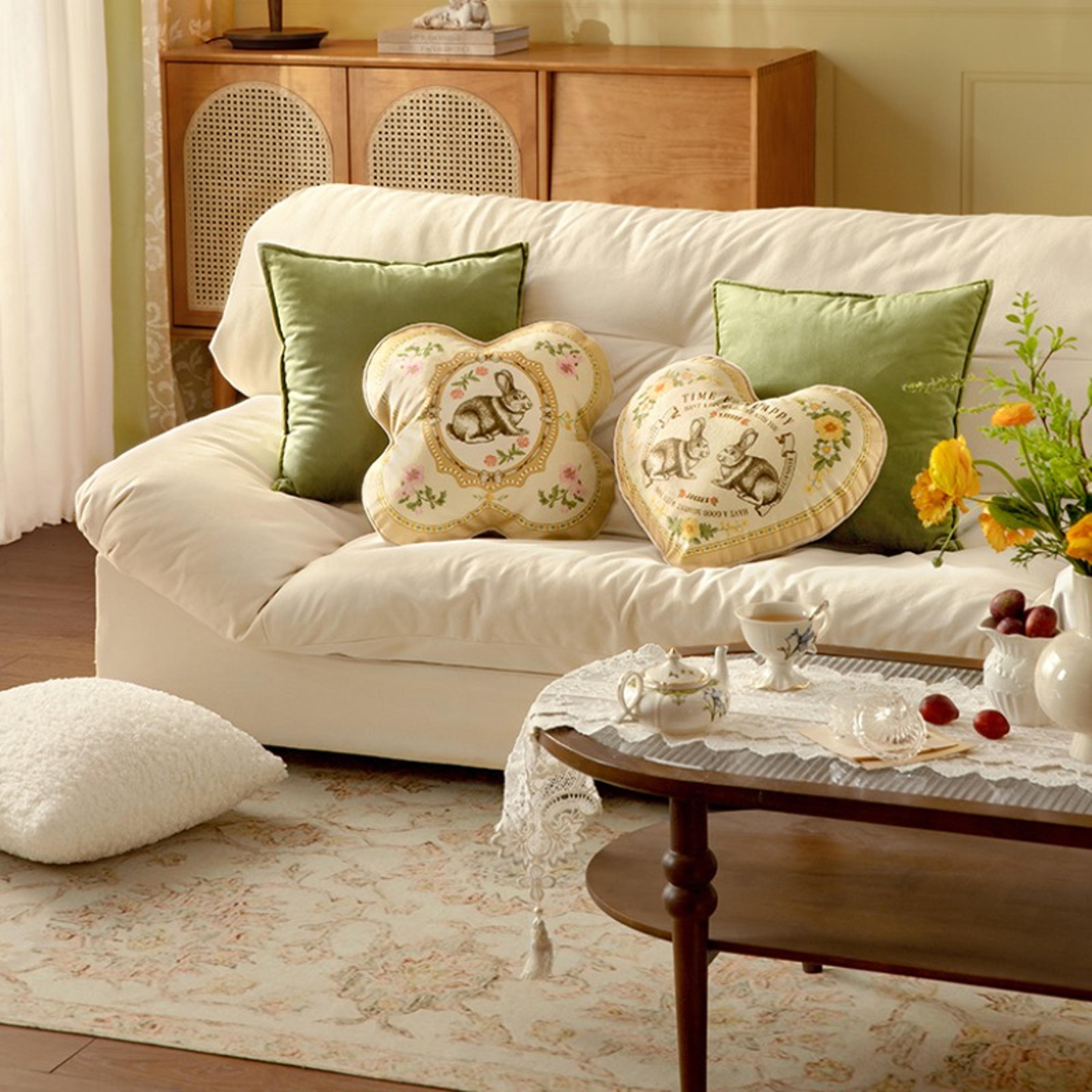 Chic Velvet Stuffed Soft Pillow For Sofa Joyful Red Check Heart Rabbit Cushion Throw Love Present C 4
