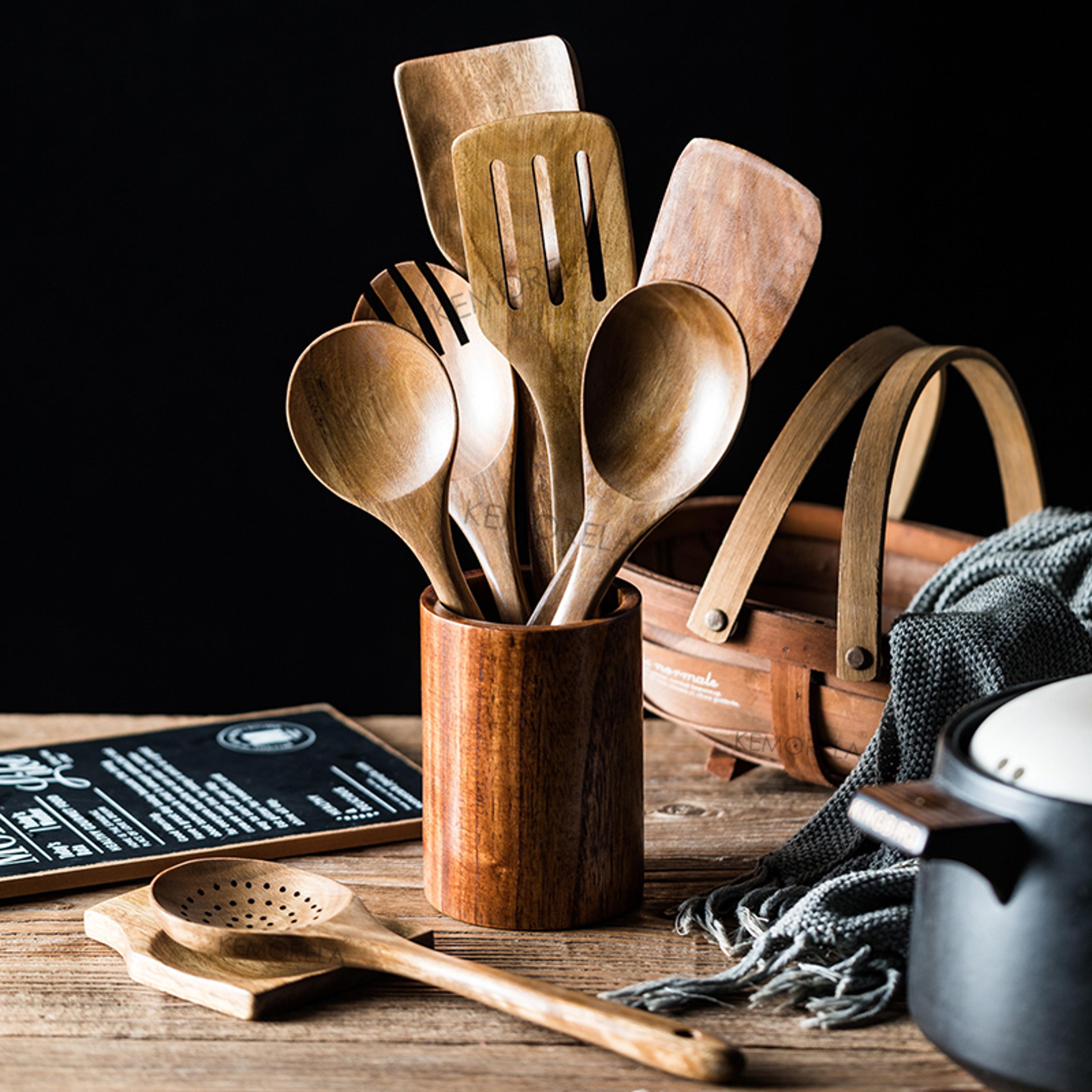 Cooking Wooden Utensils For Cooking Teak Wooden Kitchen Utensils Set 0