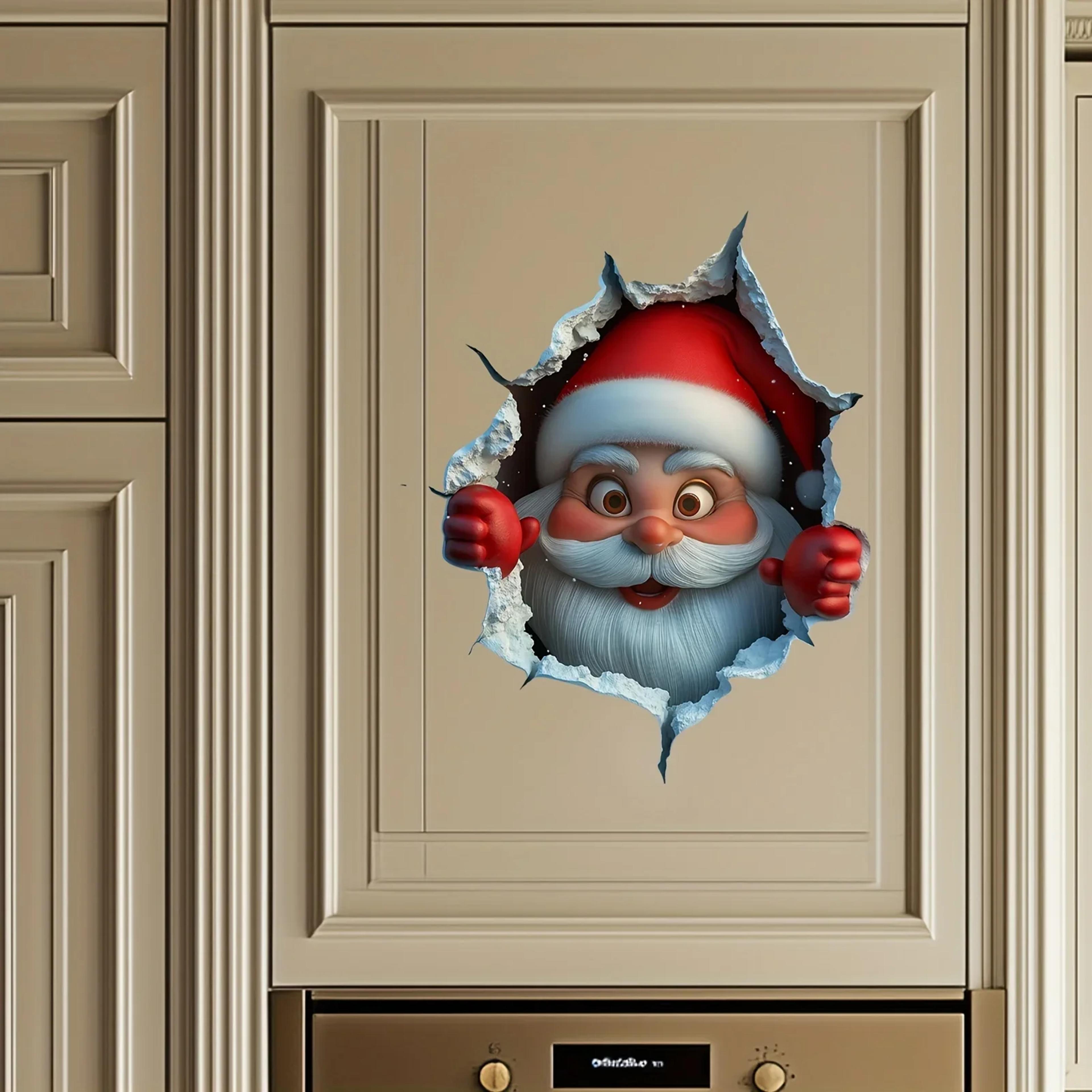 Christmas Sticker With Breaking Wall Effect  Removable Santa Claus Wall Decal For DamageFree Instal 0