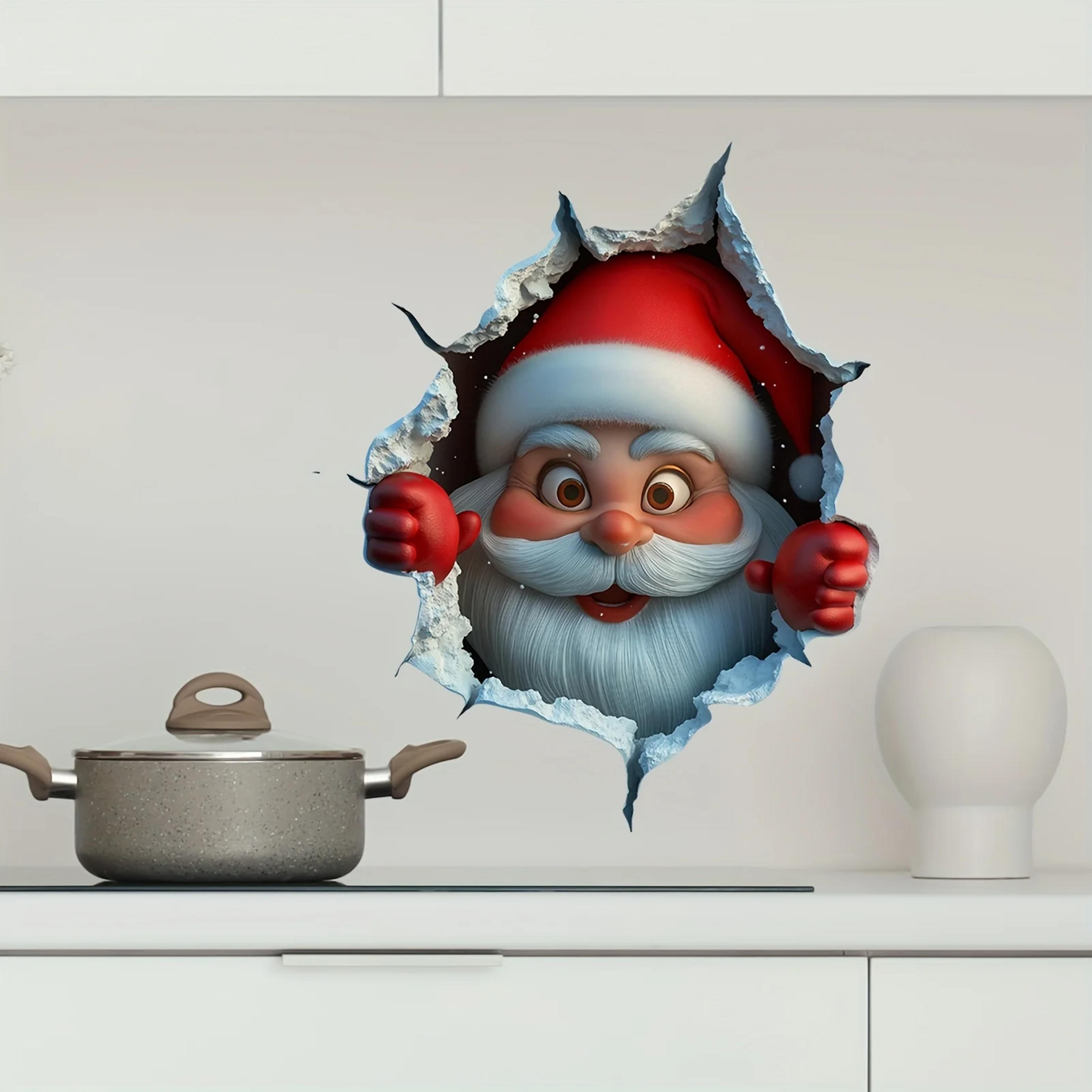 Christmas Sticker With Breaking Wall Effect  Removable Santa Claus Wall Decal For DamageFree Instal 1