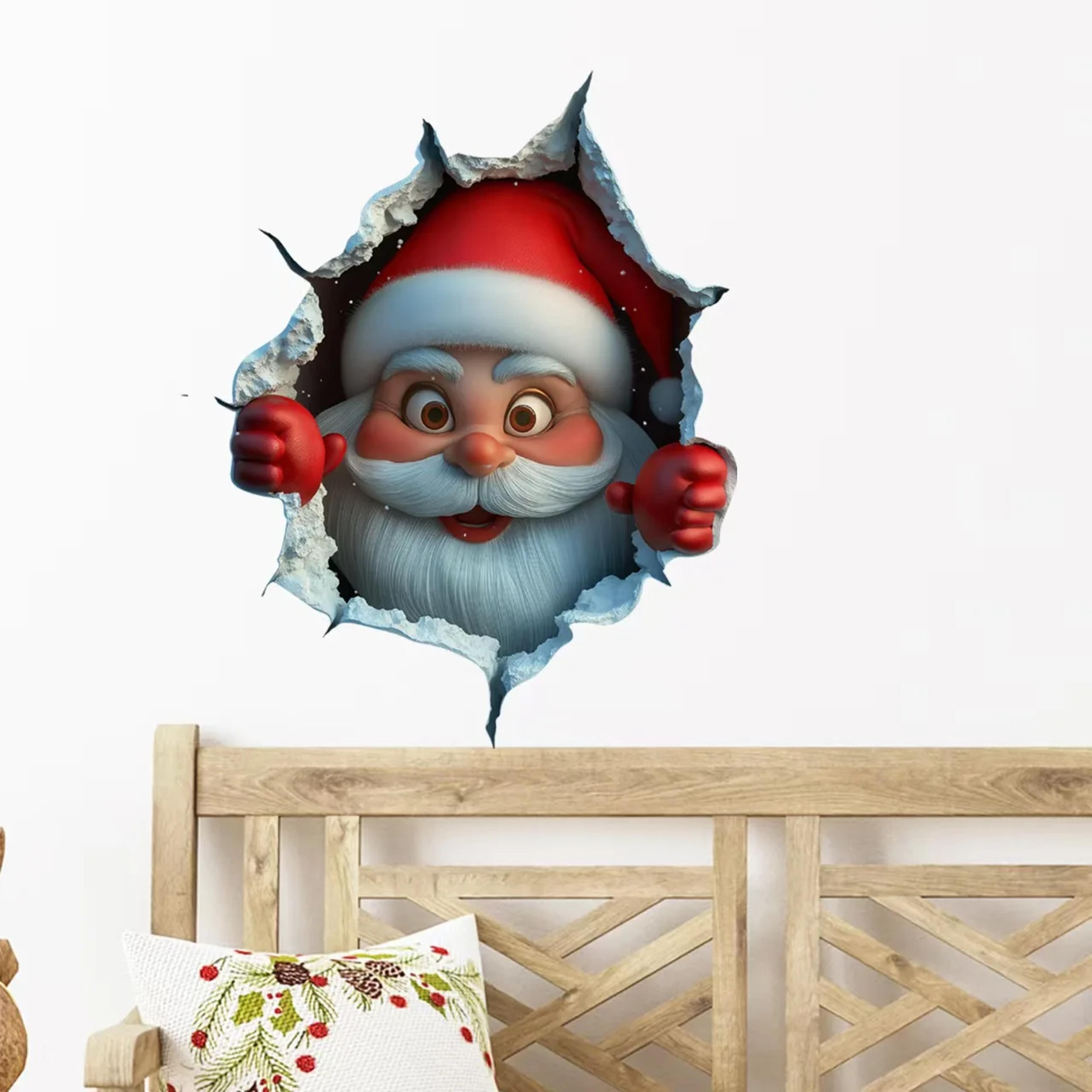 Christmas Sticker With Breaking Wall Effect  Removable Santa Claus Wall Decal For DamageFree Instal 3