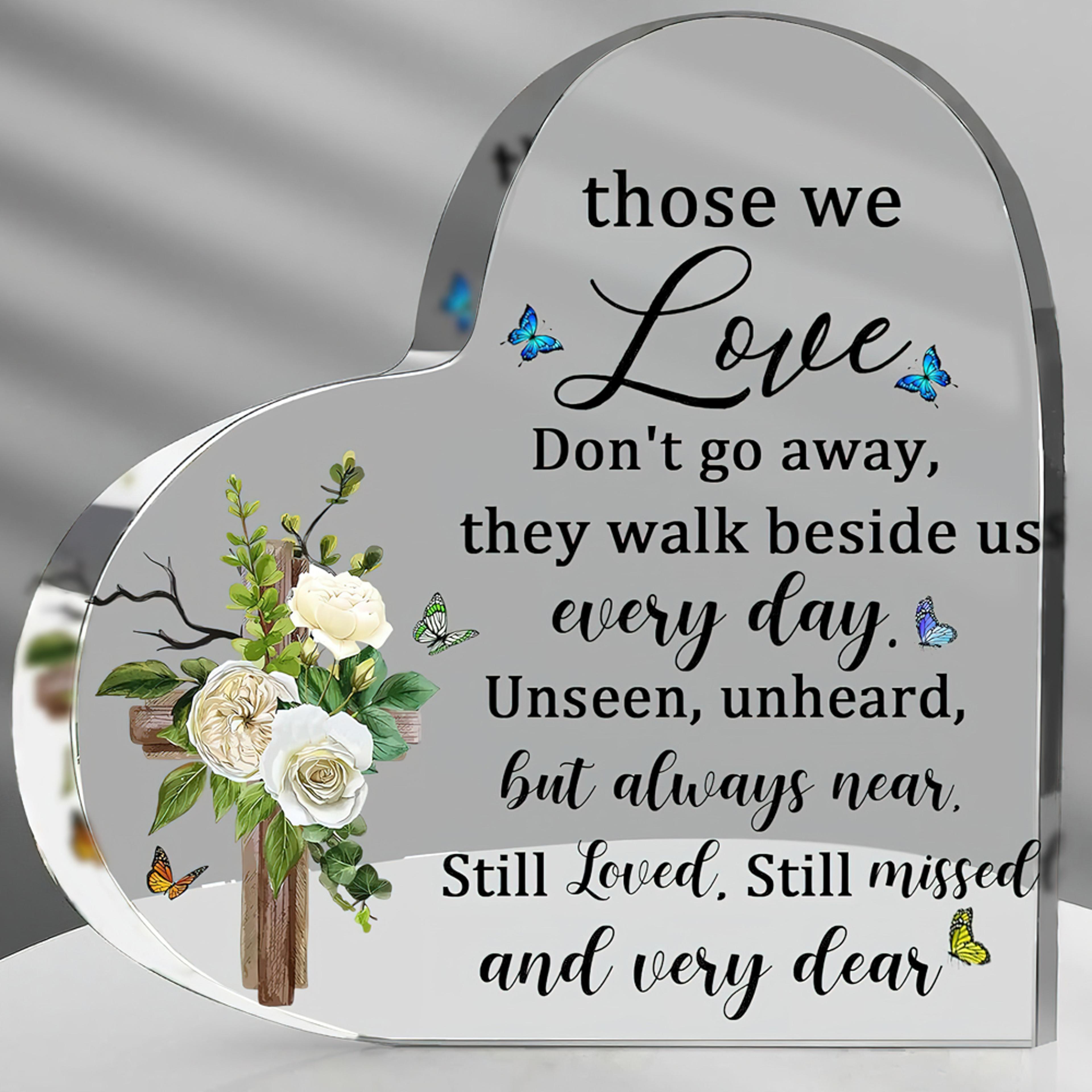 heart sympathy bereavement gift, acrylic memorial gift, loss of loved one remembrance table decor for mom
