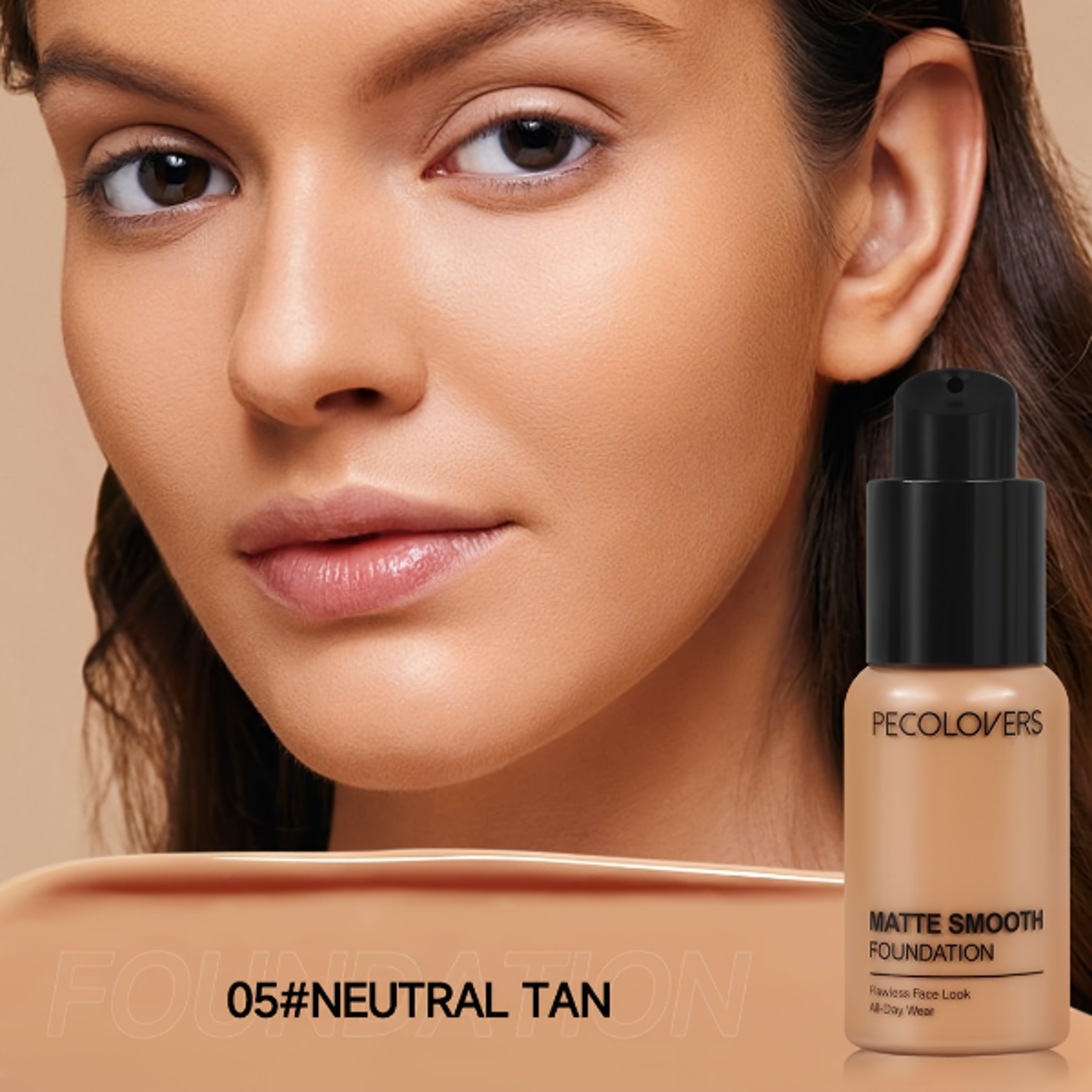 PECOLOVERS Matte Finish Liquid Foundation  OilControl Waterproof Full Coverage Concealer for All
