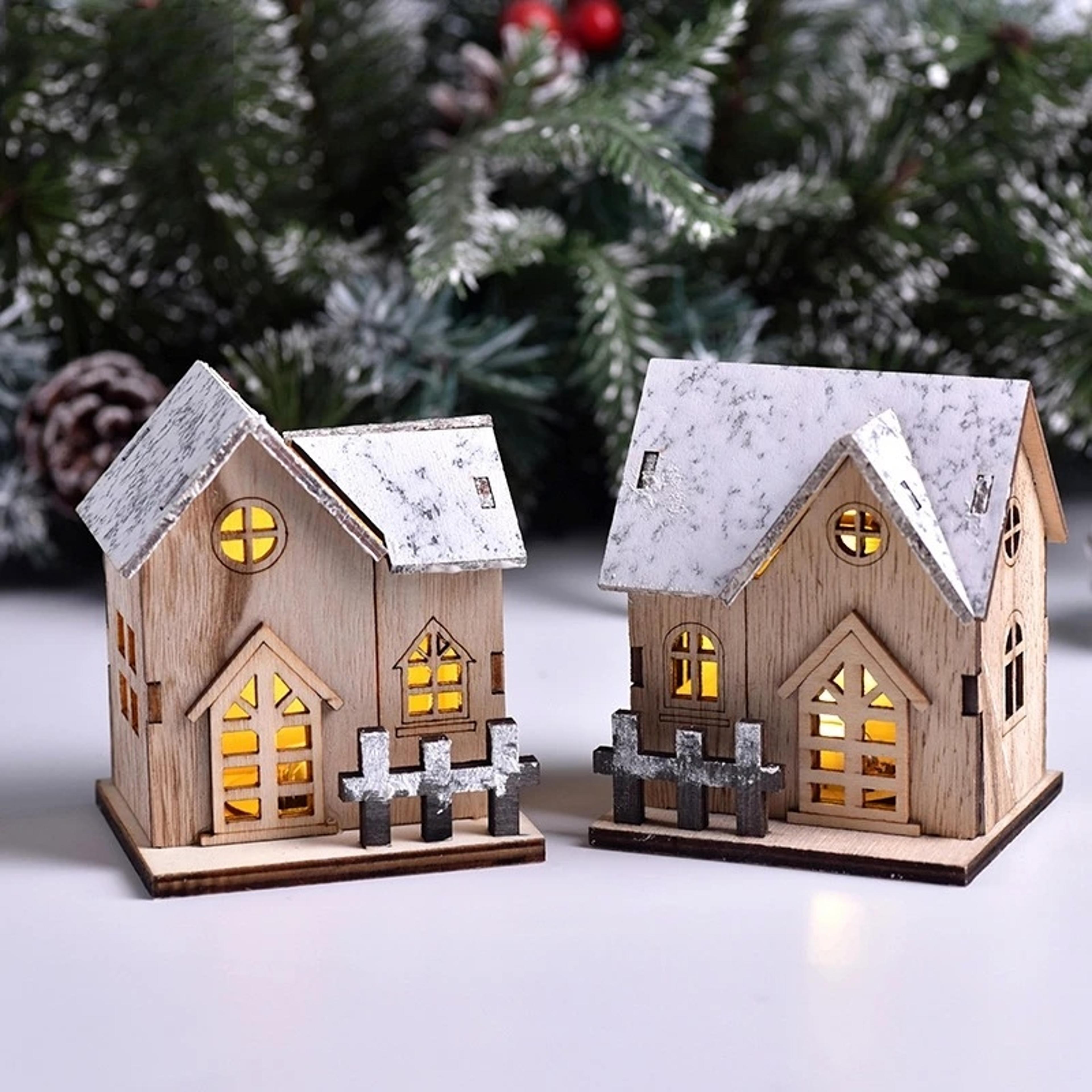 Luminous Cabin Christmas LED Light Wooden House Merry Christmas Decorations For Home DIY Xmas Tree  1
