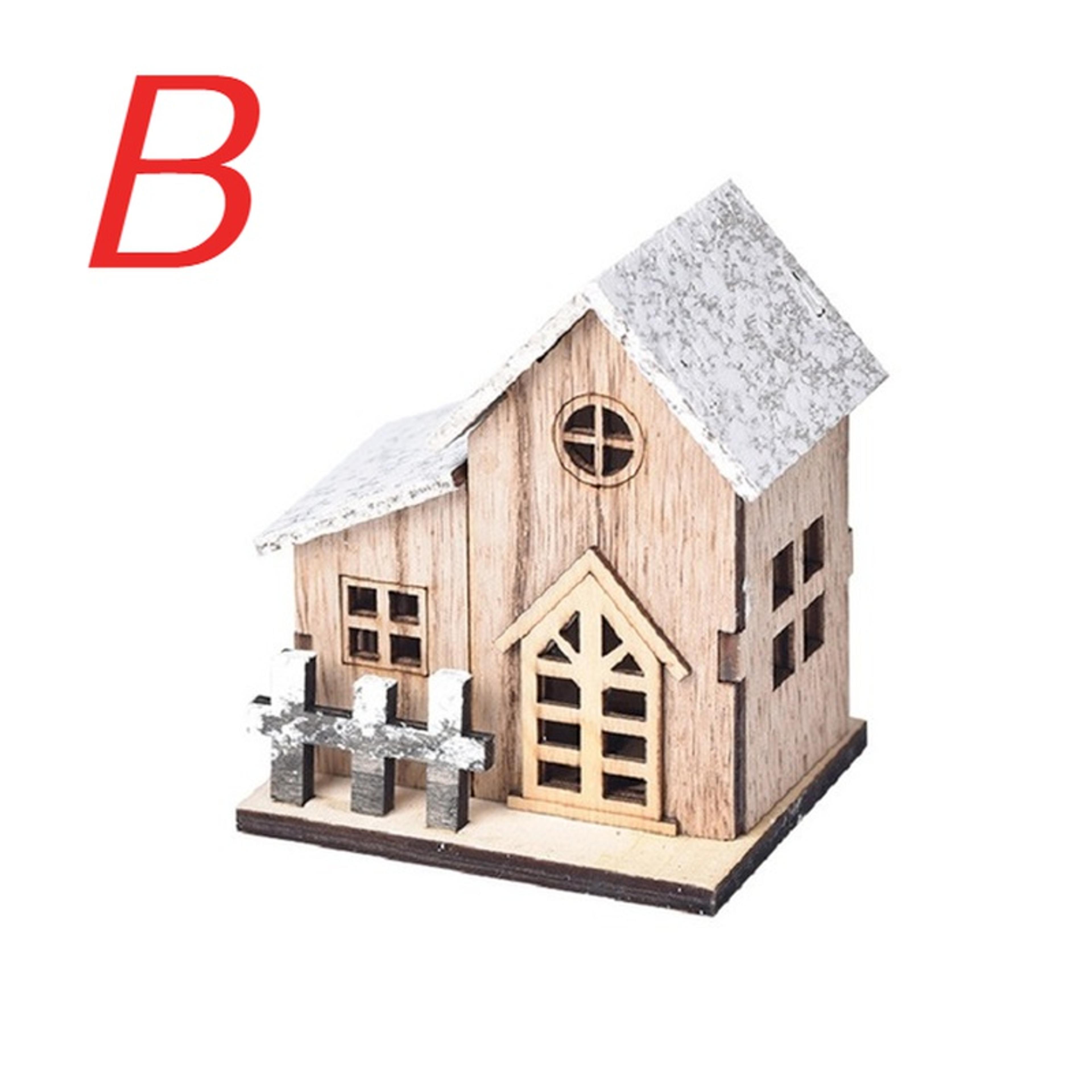 Luminous Cabin Christmas LED Light Wooden House Merry Christmas Decorations For Home DIY Xmas Tree  7