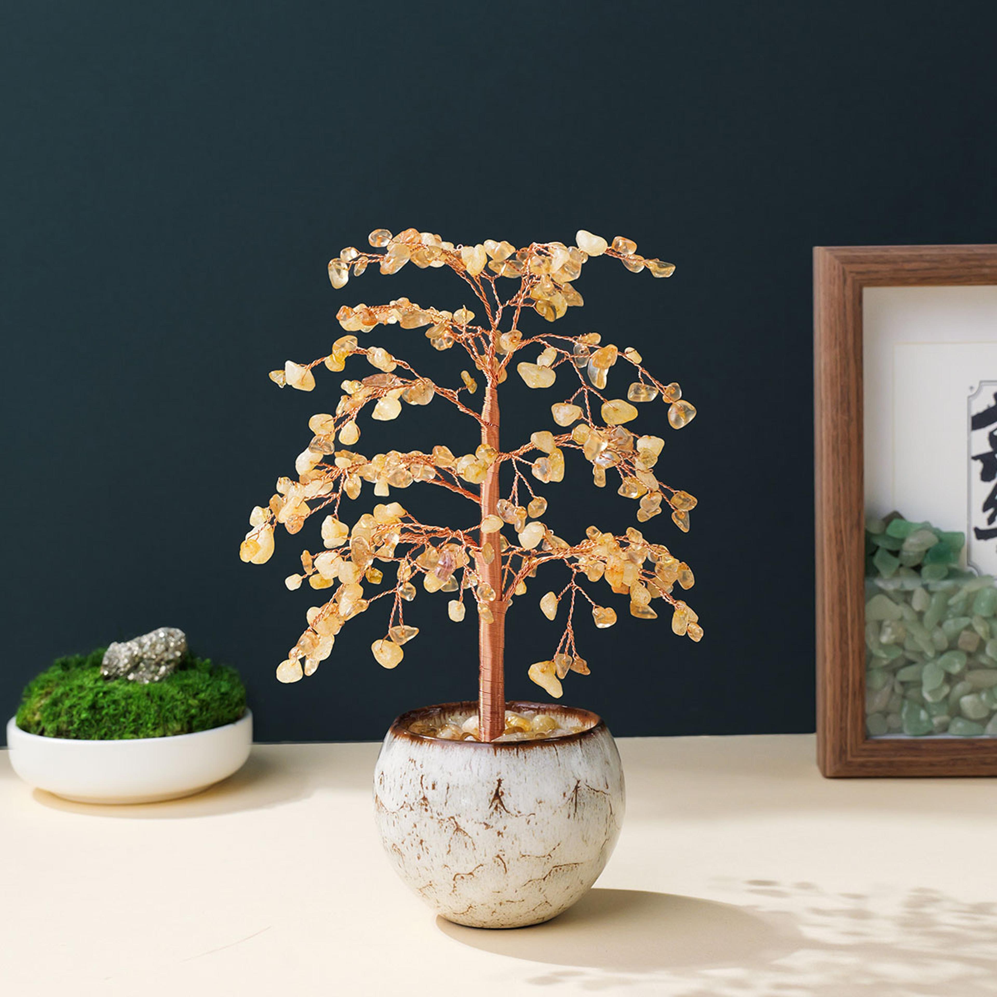 Citrine Energy Stone Money Tree With Copper Wire Colorful Teabowl Feng Shui Tree For Home Decor  Yo 6