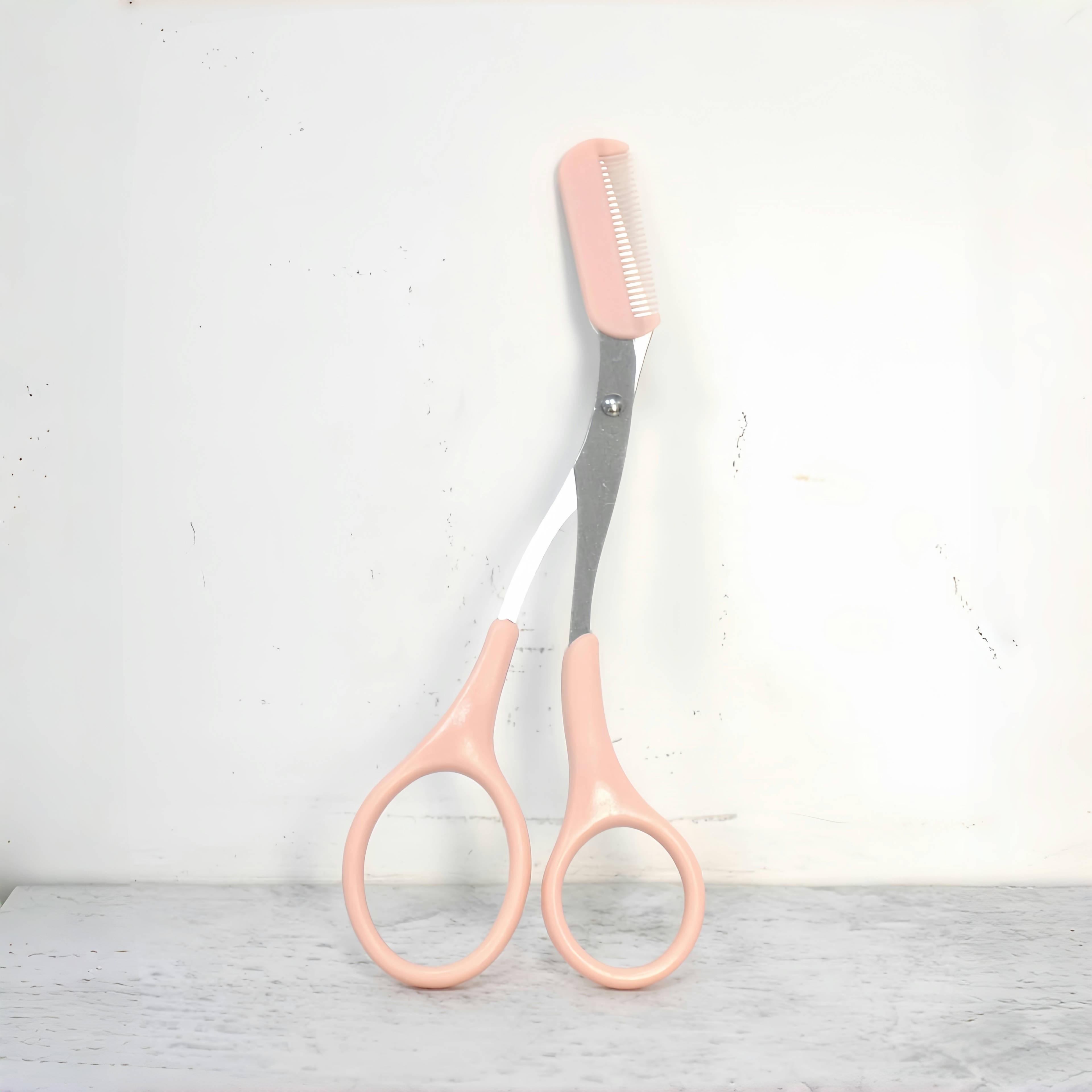 Professional Precision Eyebrow Trimming Scissors With Built In Comb Stainless Steel Grooming Tool F 1